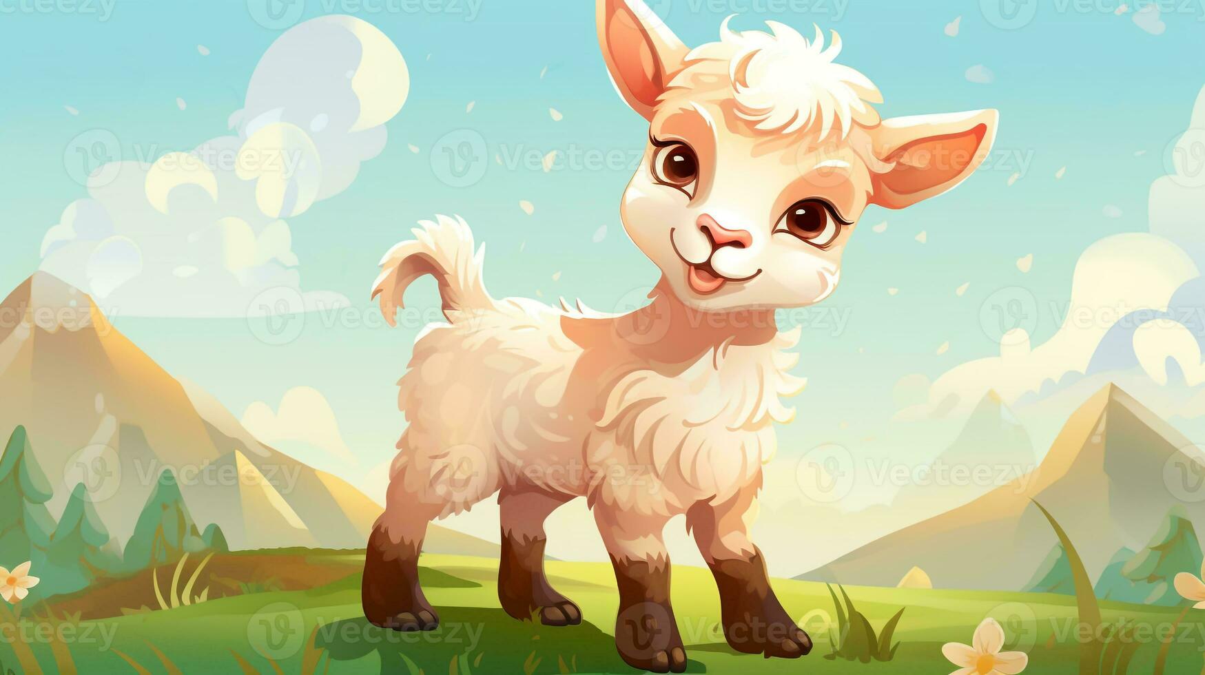 a cute little Goat in vector style. Generative AI photo