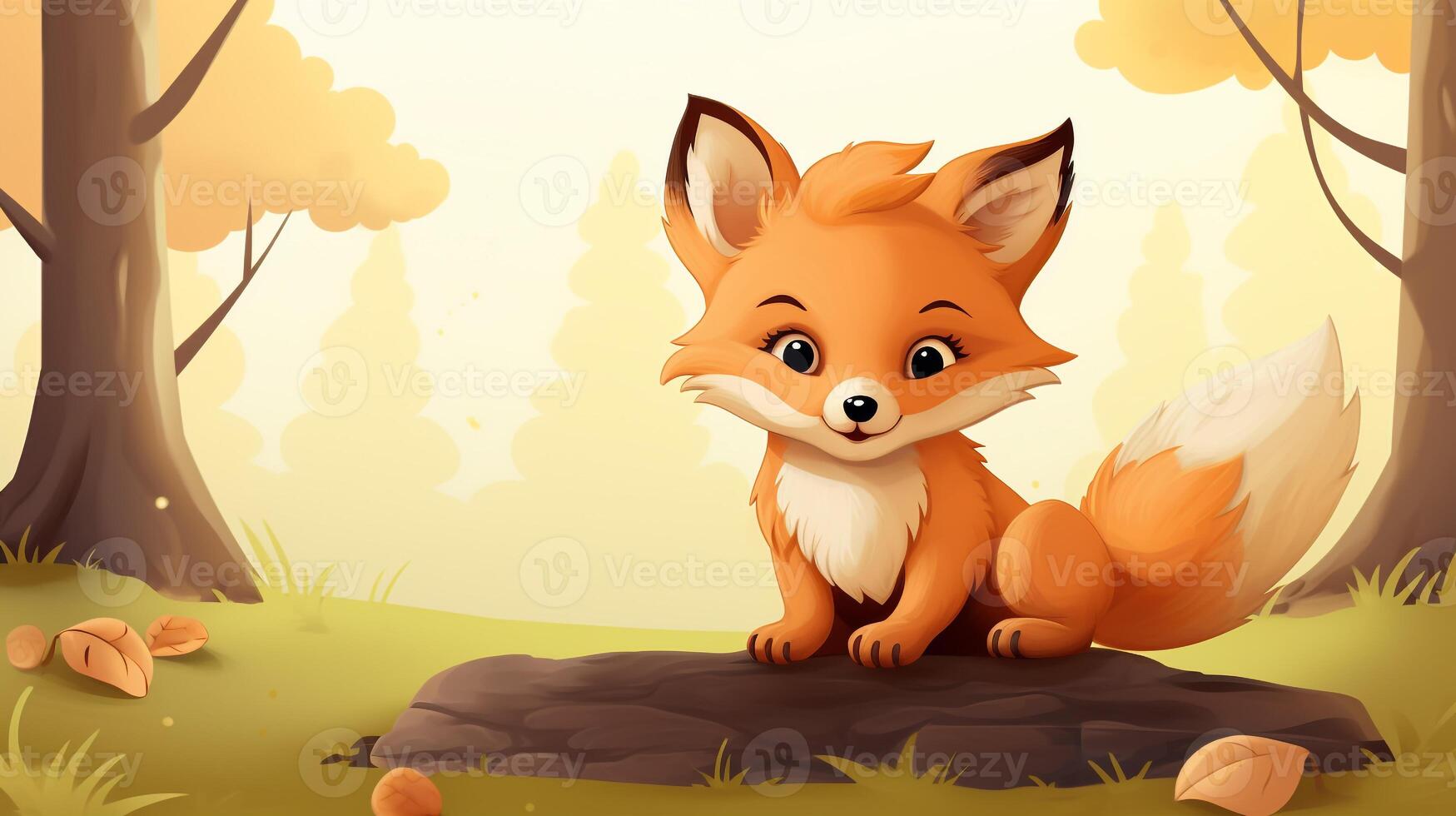 a cute little Fox in vector style. Generative AI photo