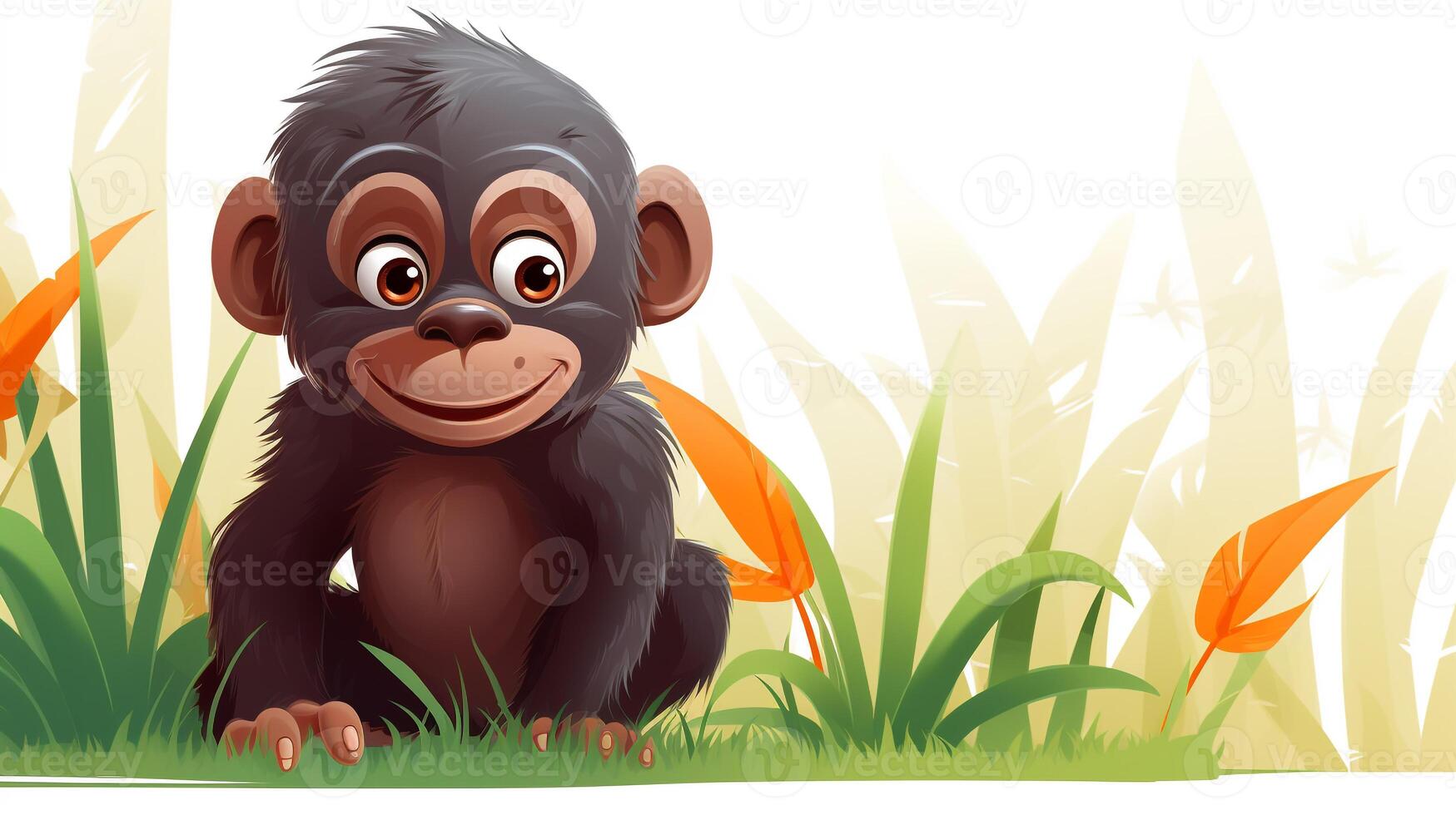 a cute little Gorilla in vector style. Generative AI photo