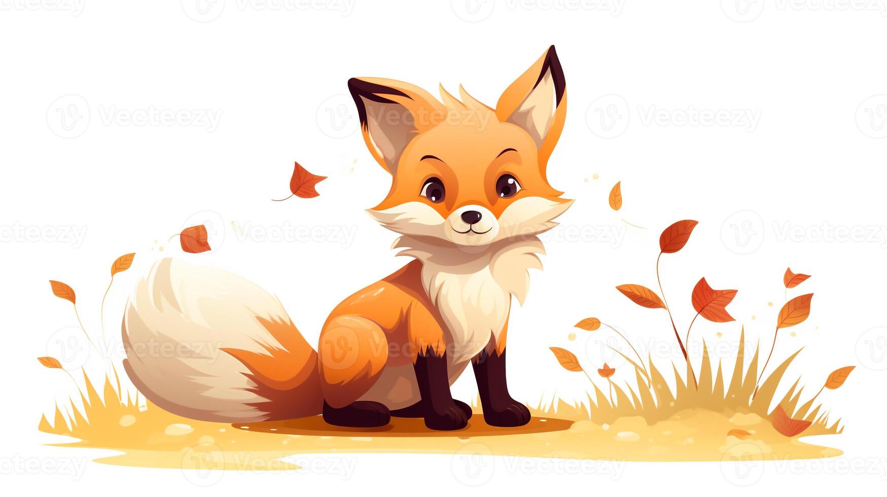 a cute little Fox in vector style. Generative AI photo