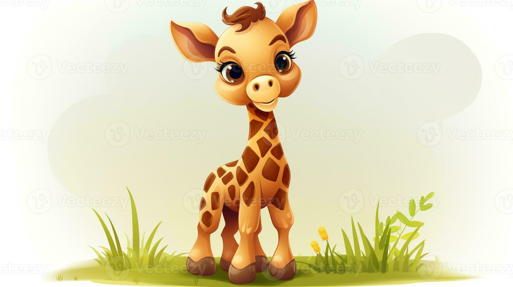 a cute little Giraffe in vector style. Generative AI photo