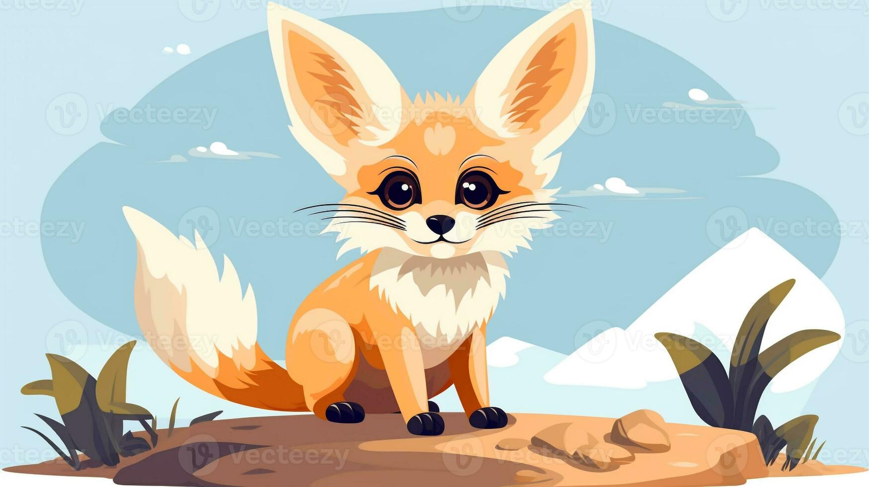 a cute little Fennec Fox in vector style. Generative AI photo