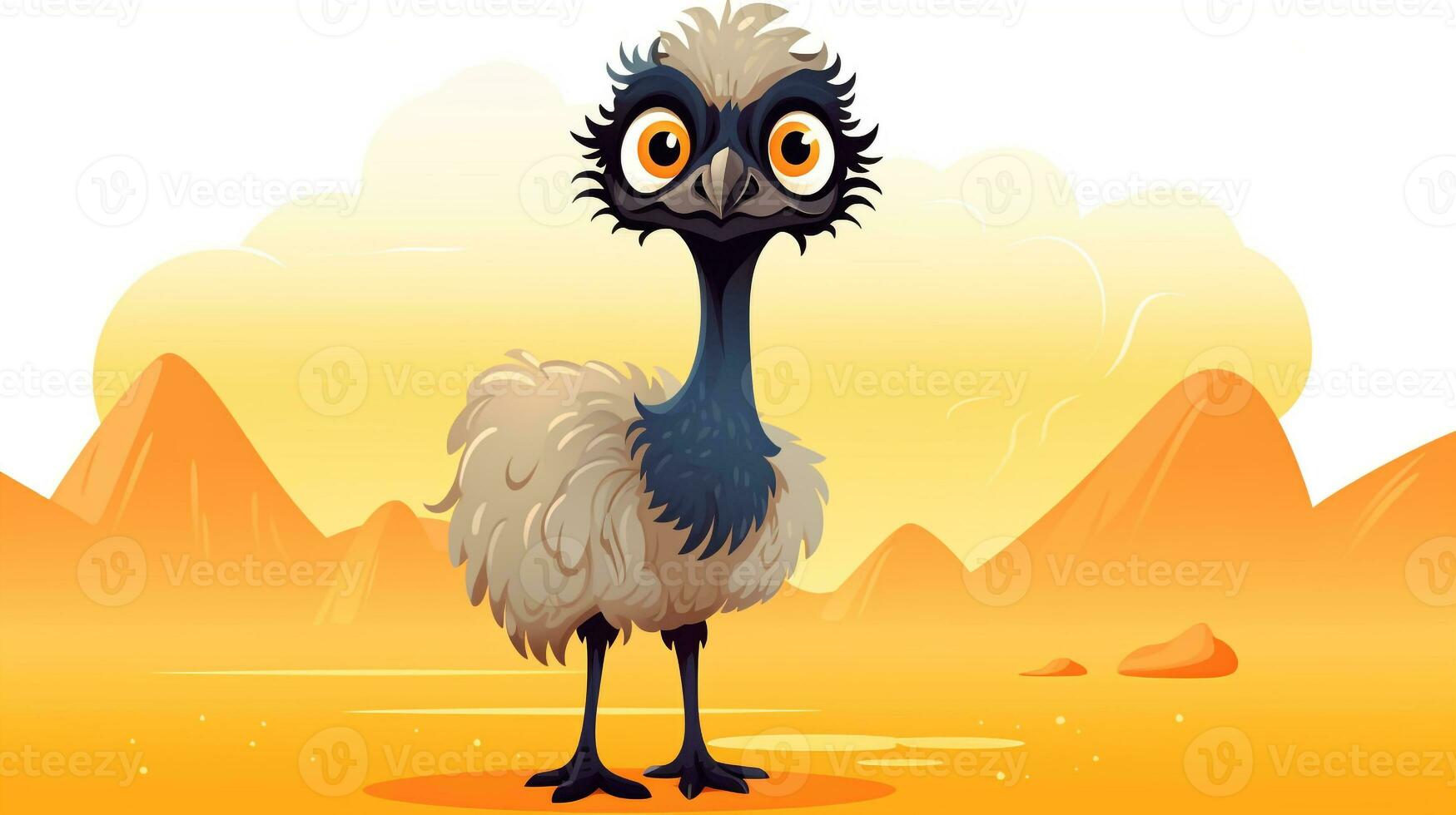 un linda pequeño emú en vector estilo. generativo ai foto
