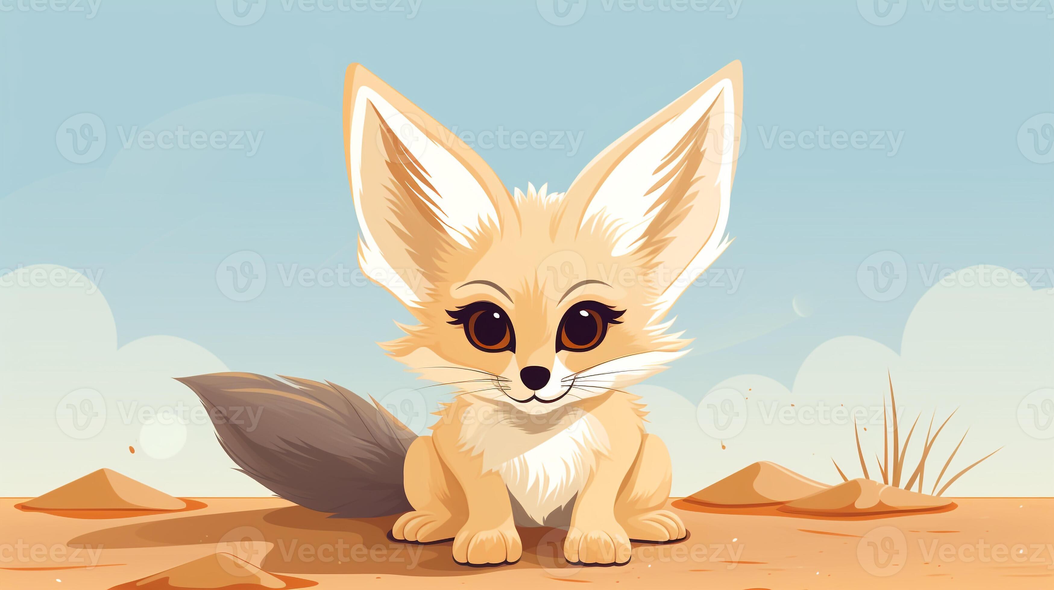 a cute little Fennec Fox in vector style. Generative AI 32907400 Stock