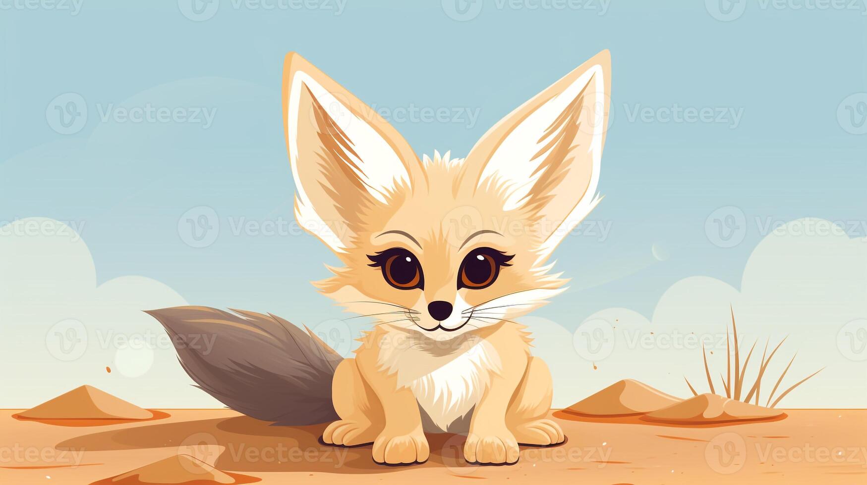 a cute little Fennec Fox in vector style. Generative AI 32907400 Stock