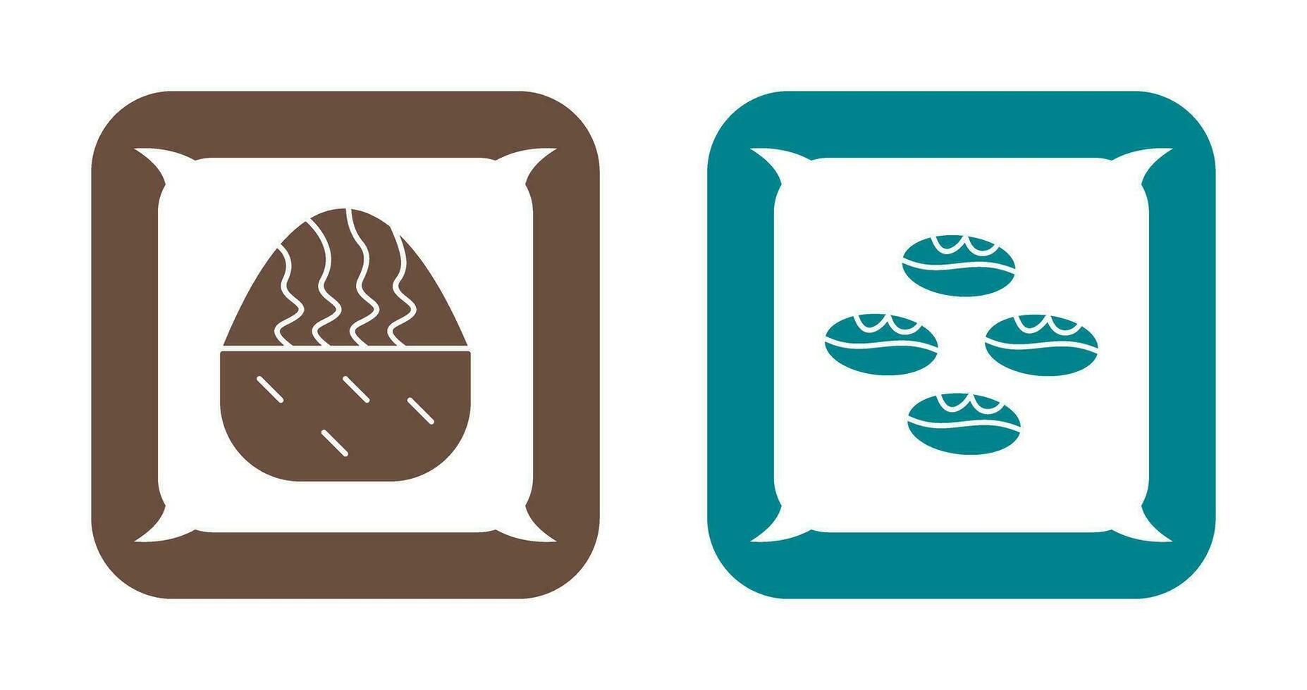 cream muffin and coffee beans  Icon vector