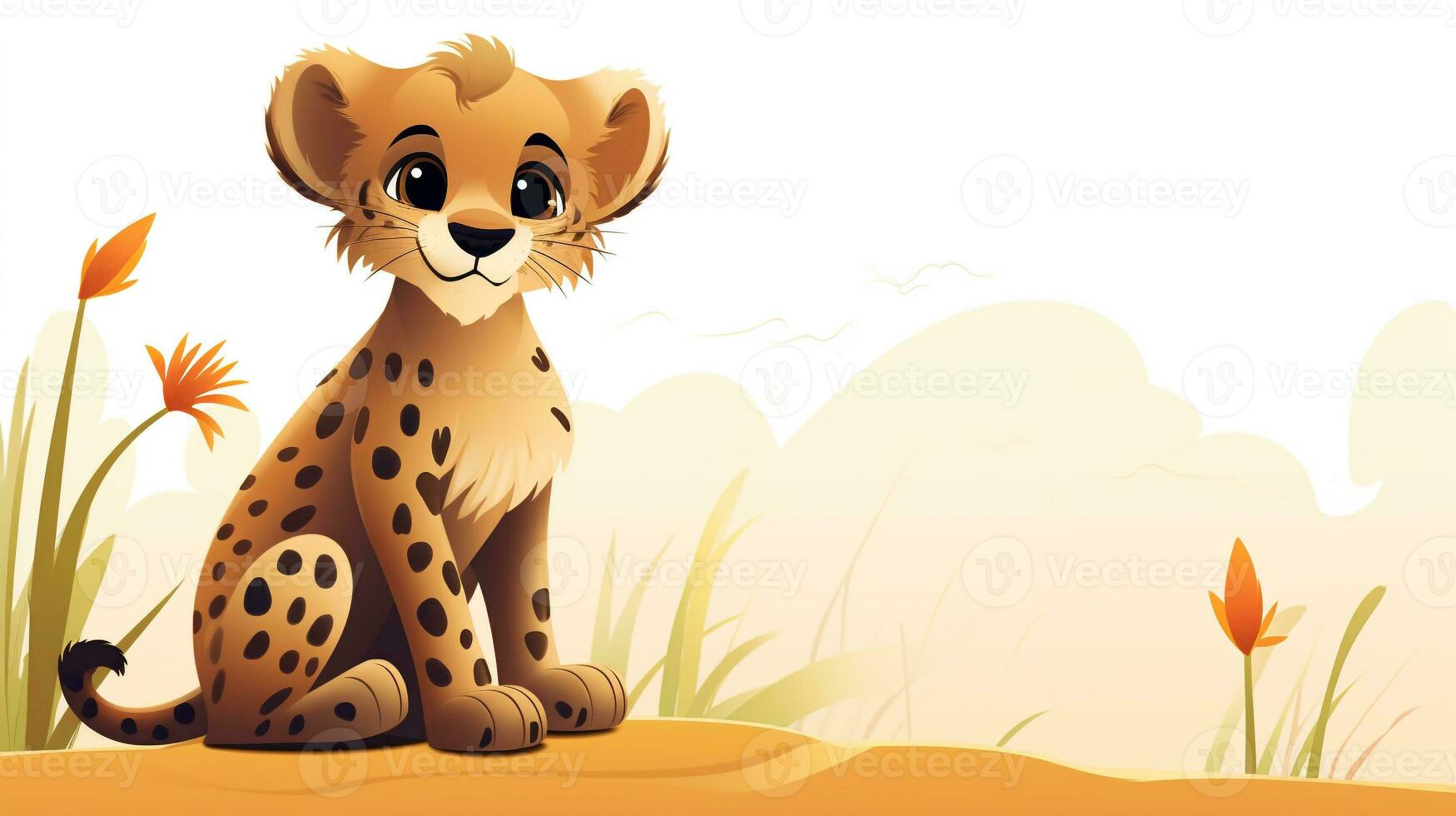 a cute little Cheetah in vector style. Generative AI photo