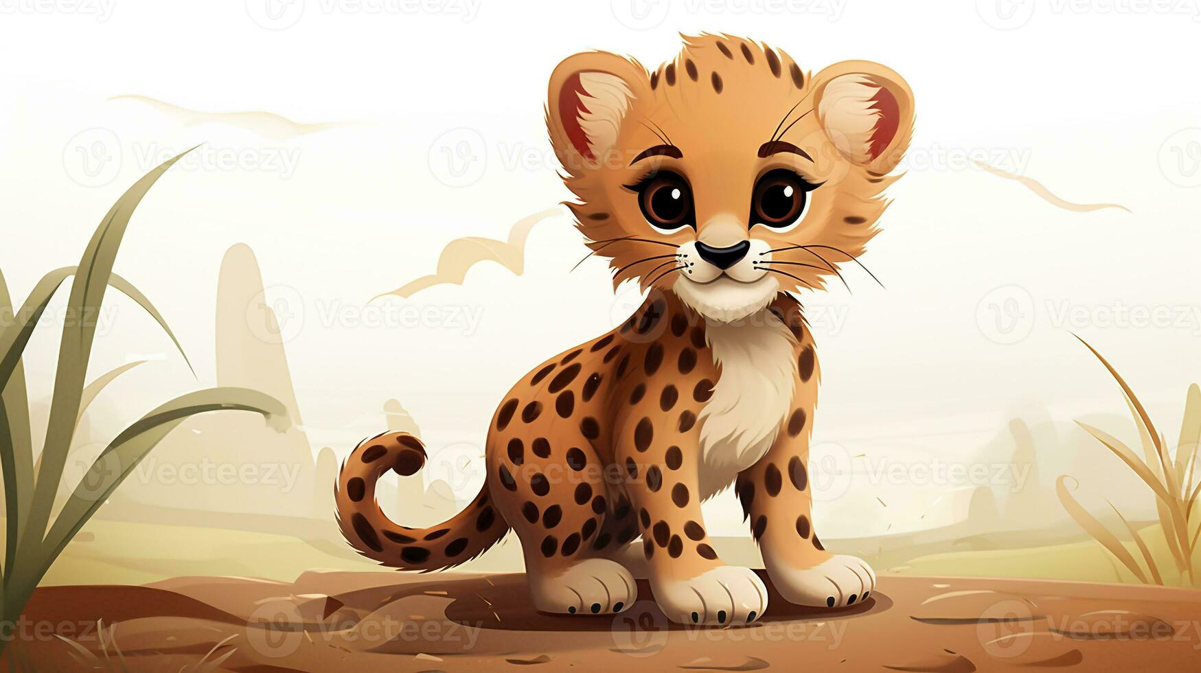 un linda pequeño leopardo en vector estilo. generativo ai foto