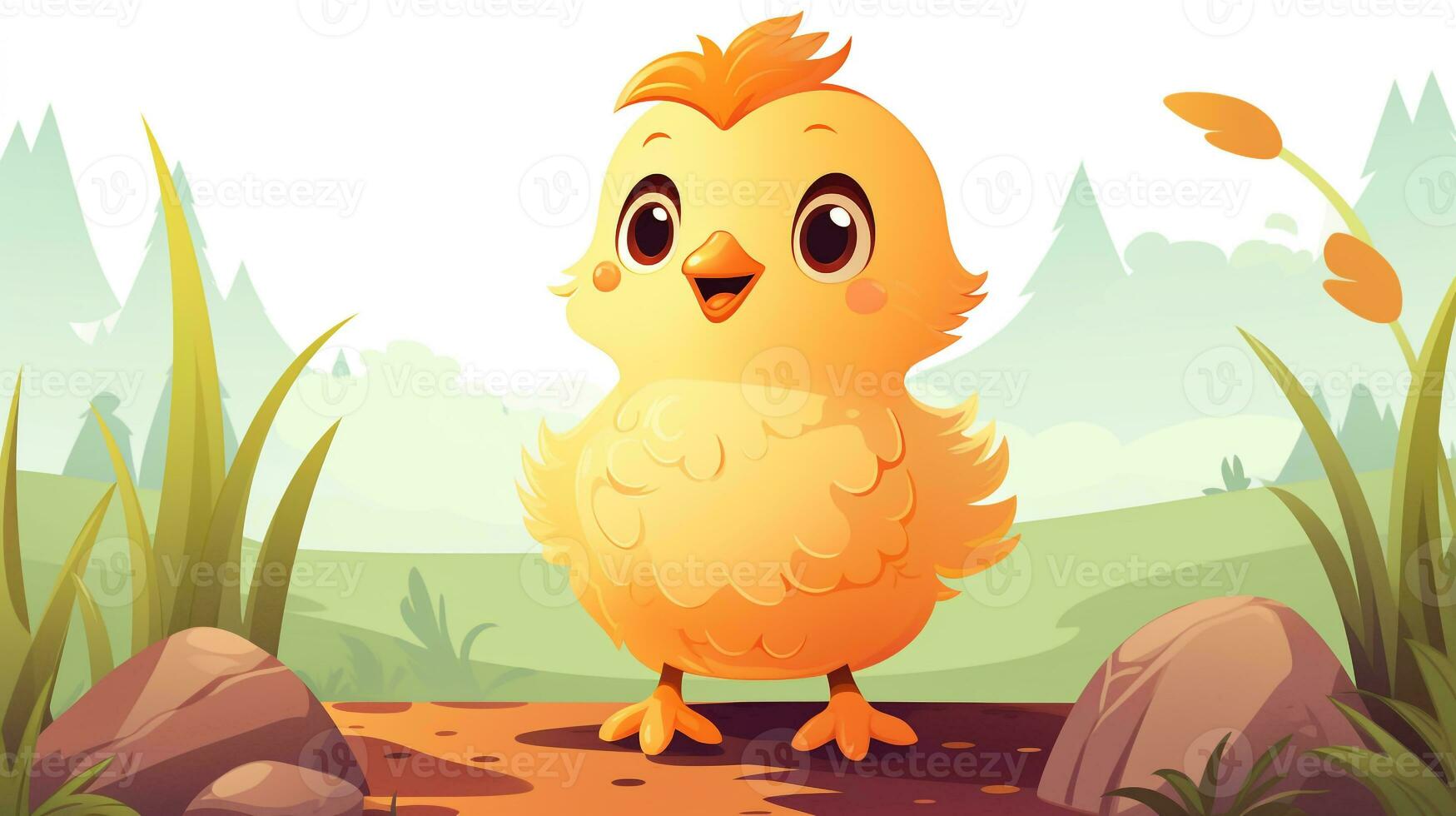 a cute little Chicken in vector style. Generative AI photo