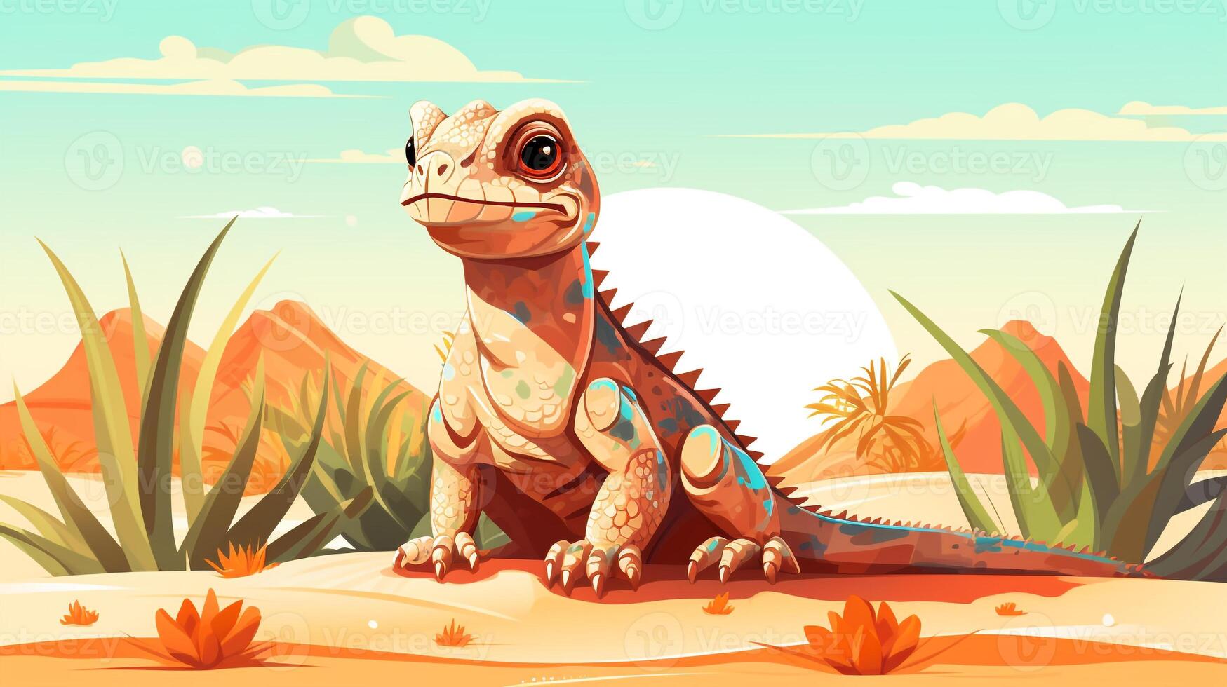 a cute little Desert Iguana in vector style. Generative AI photo