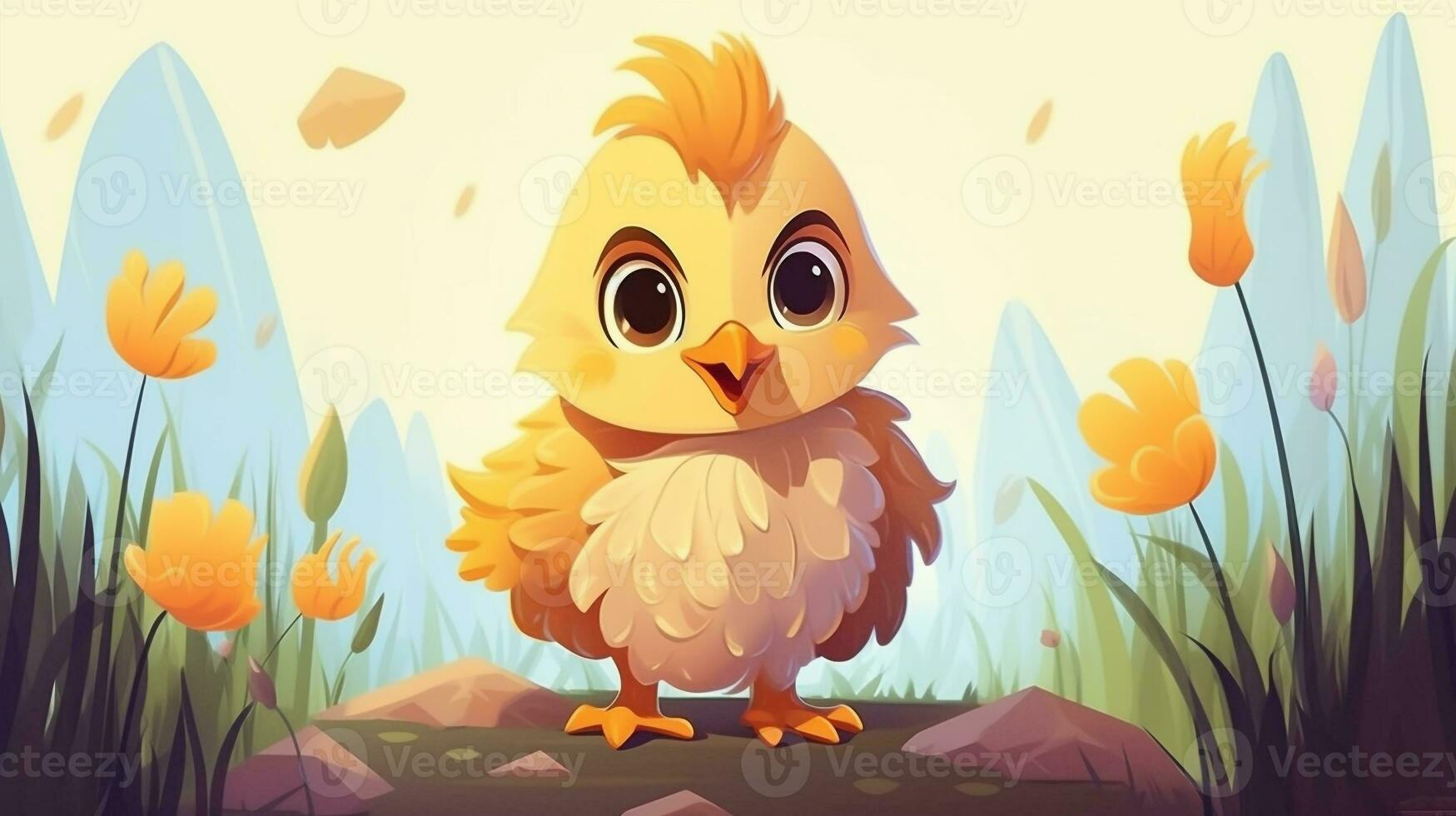 a cute little Chicken in vector style. Generative AI photo