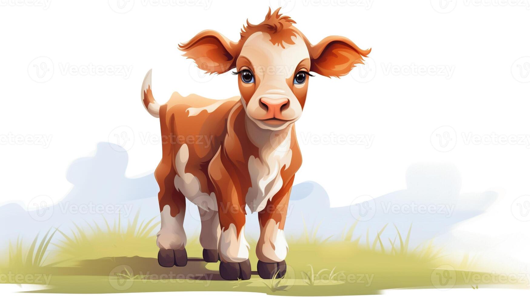 a cute little Cow in vector style. Generative AI photo