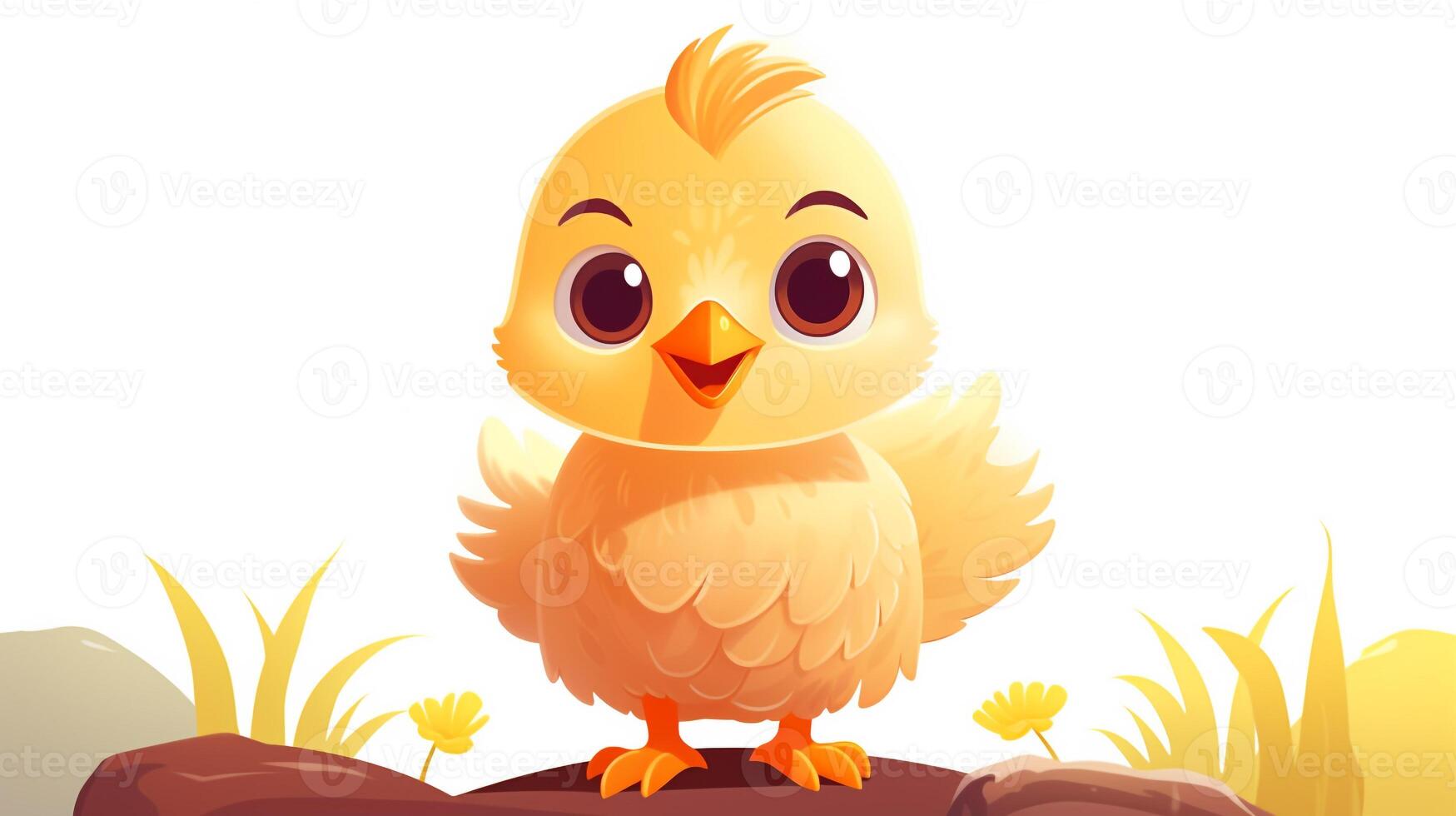 a cute little Chicken in vector style. Generative AI photo