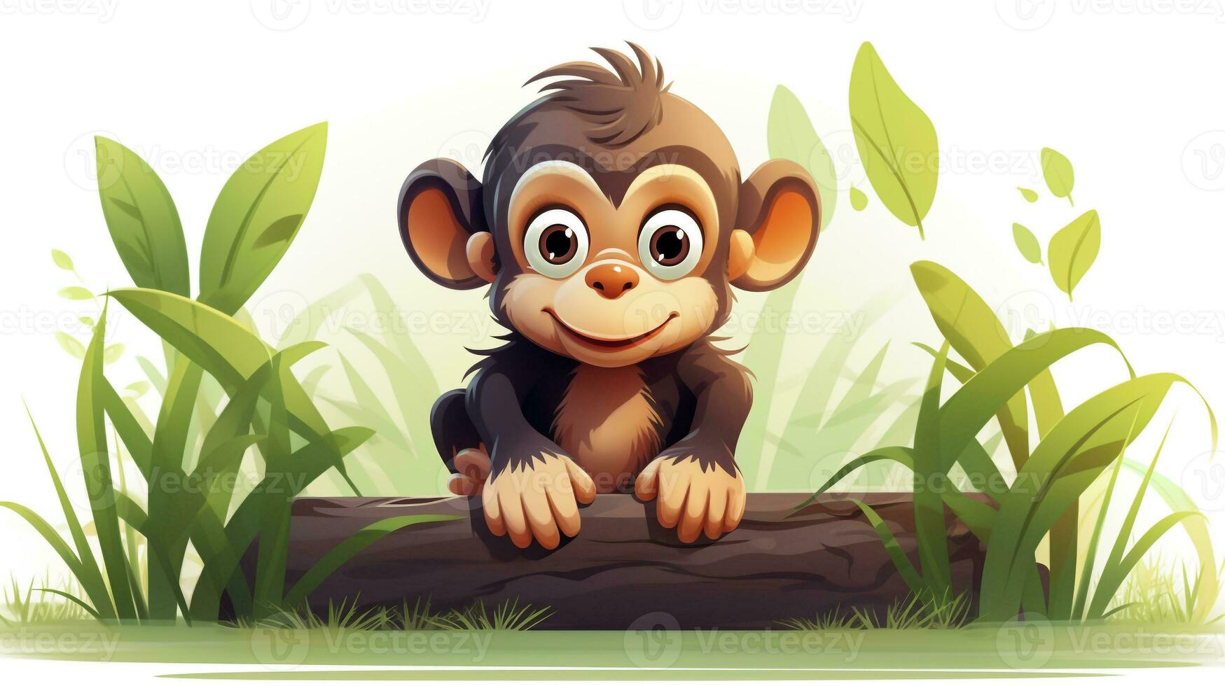 a cute little Chimpanzee in vector style. Generative AI photo