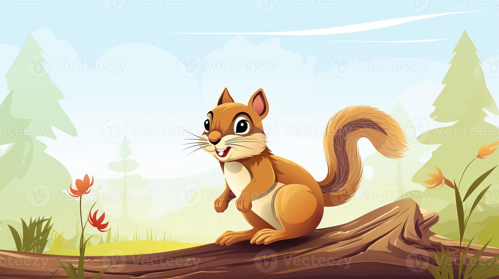 a cute little Chipmunk in vector style. Generative AI photo