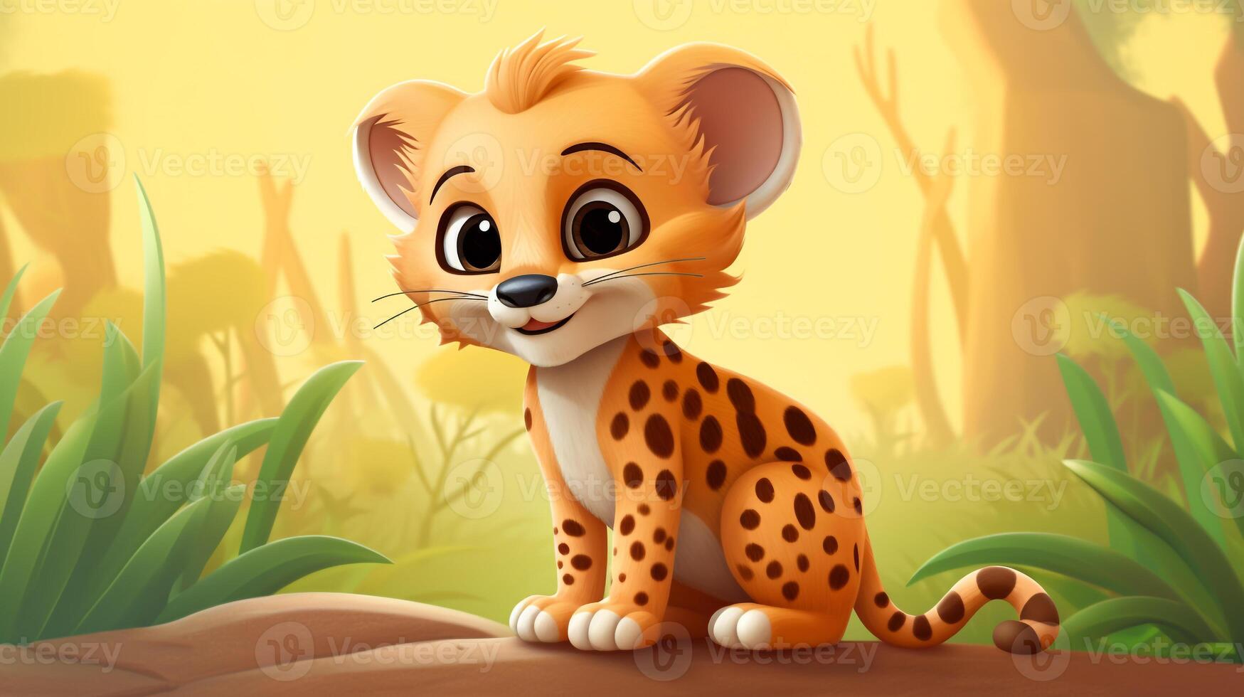 un linda pequeño leopardo en vector estilo. generativo ai foto