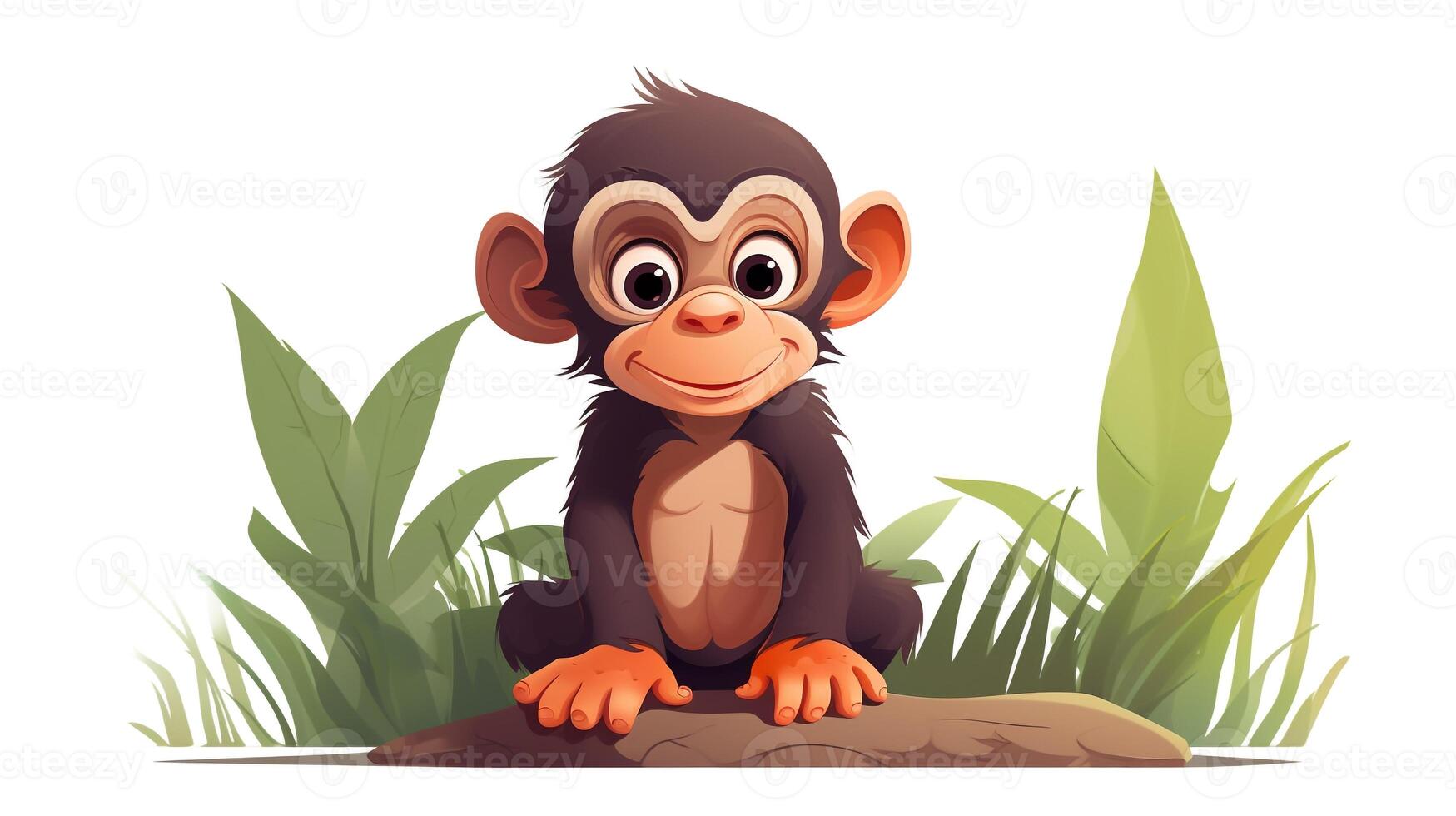 a cute little Chimpanzee in vector style. Generative AI photo