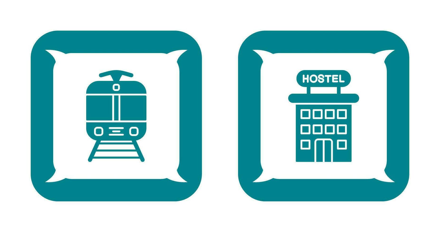 Tram and Hostel Icon vector