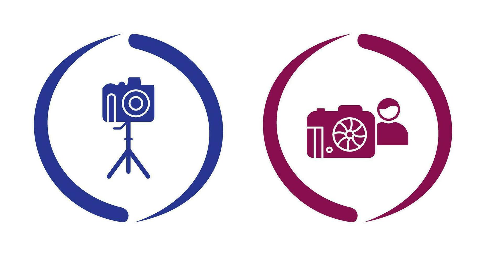 camera on stand and photographer Icon vector