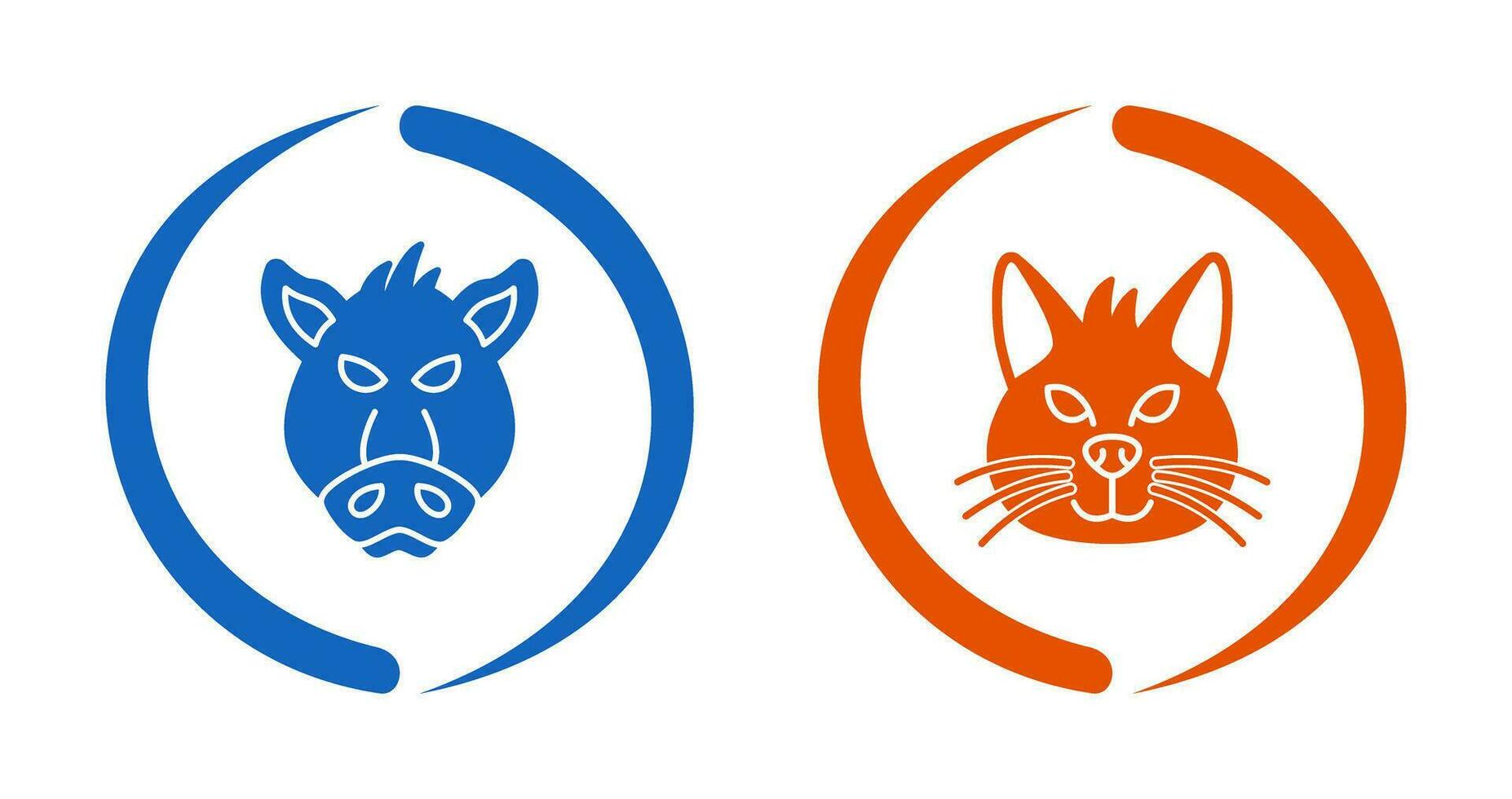 Pig and Cat Icon vector