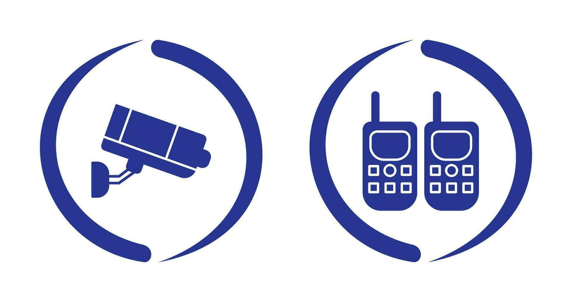 CCTV Camera and Walkie Talkie Icon vector