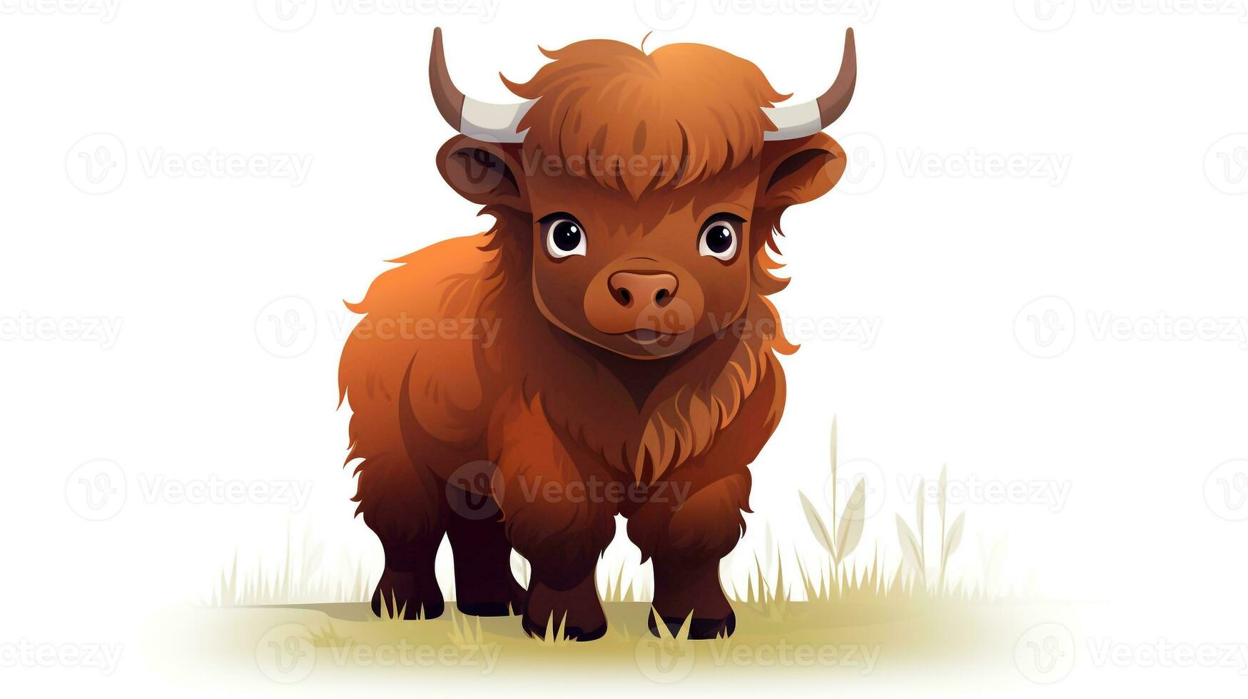a cute little Bison in vector style. Generative AI photo