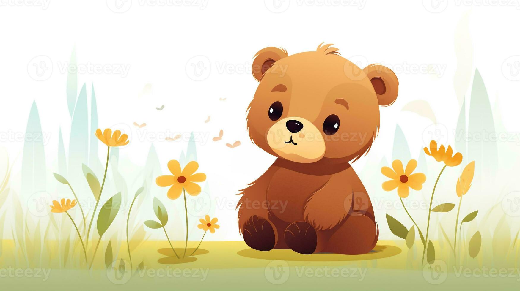 a cute little Bear in vector style. Generative AI photo