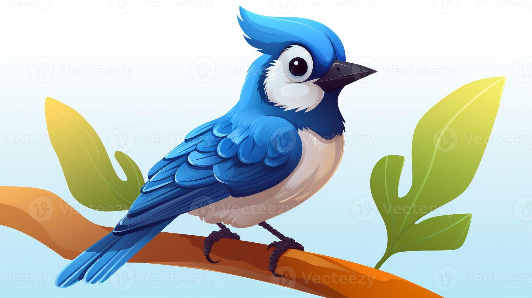 a cute little Blue Jay in vector style. Generative AI photo