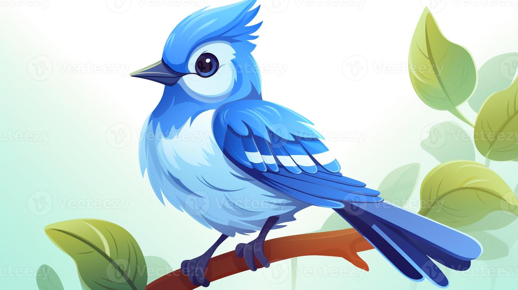 a cute little Blue Jay in vector style. Generative AI photo