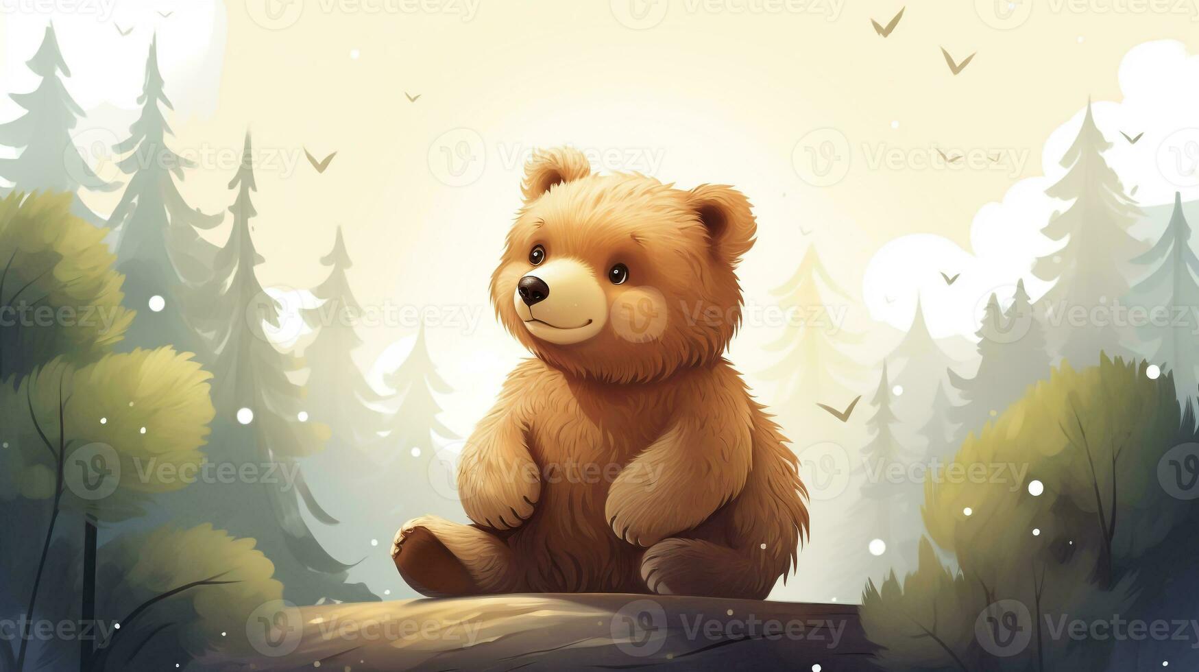 a cute little Bear in vector style. Generative AI photo