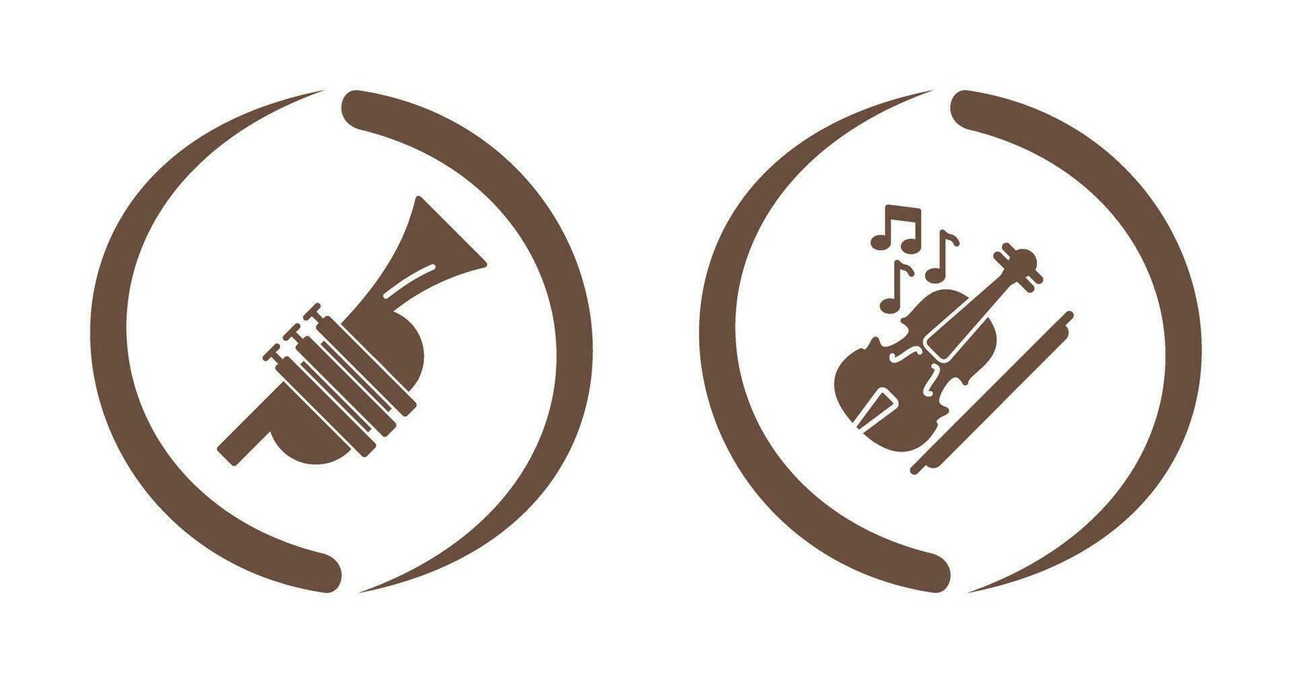 trompeta y violín icono vector