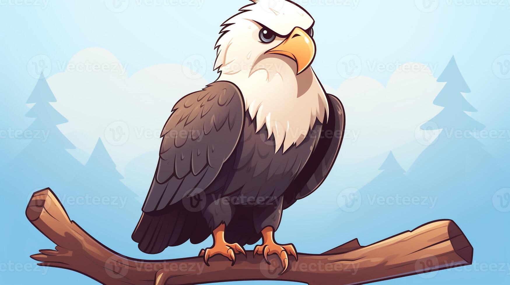 un linda pequeño calvo águila en vector estilo. generativo ai foto