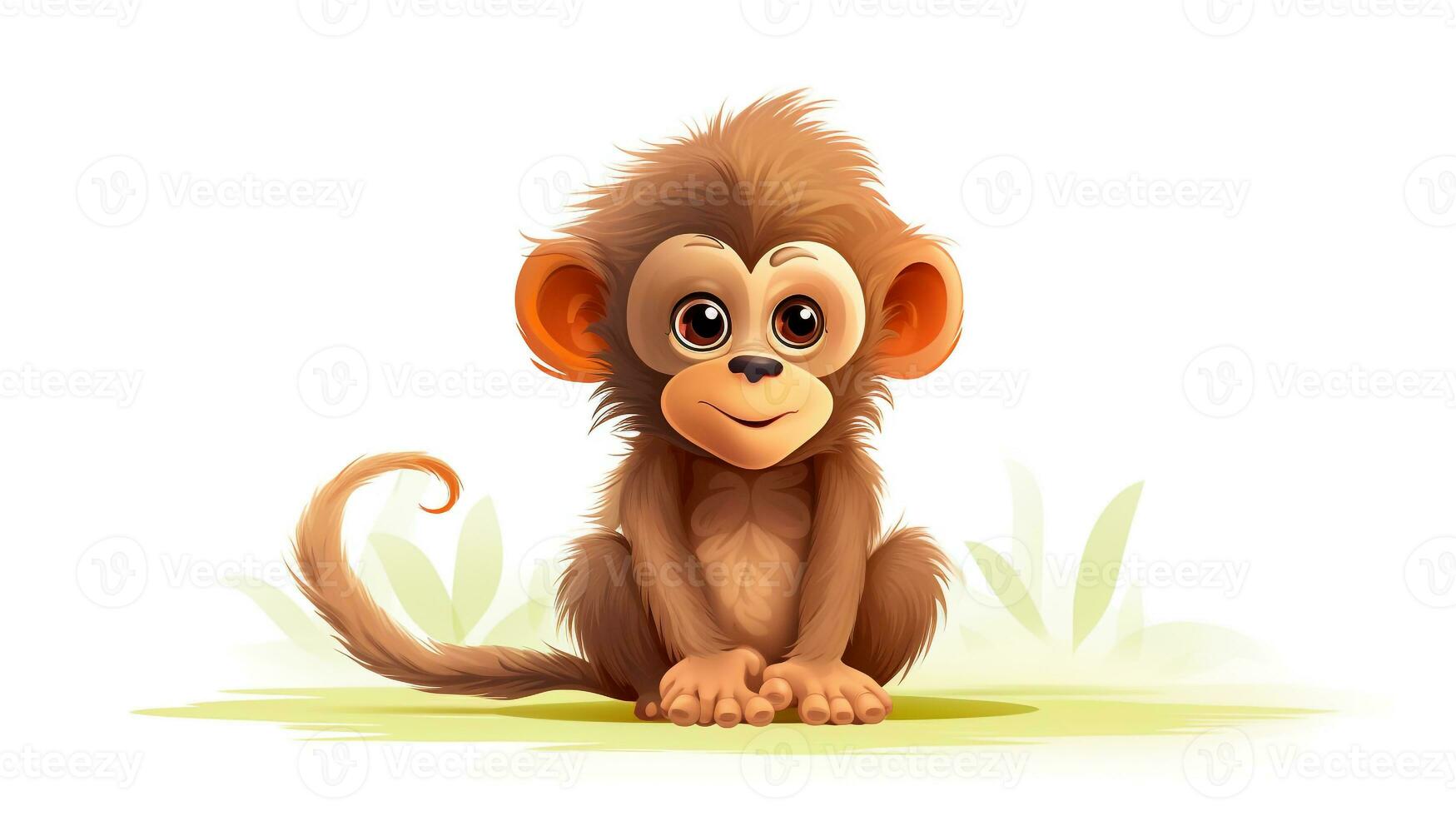 a cute little Baboon in vector style. Generative AI photo