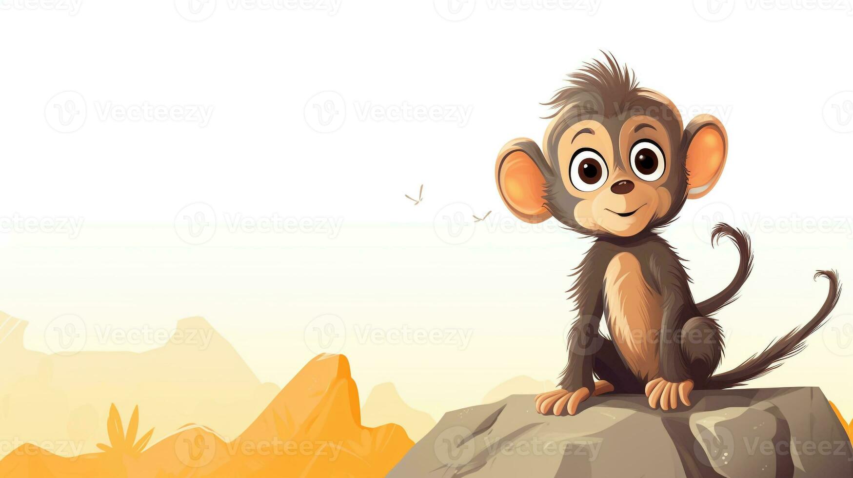 a cute little Baboon in vector style. Generative AI photo