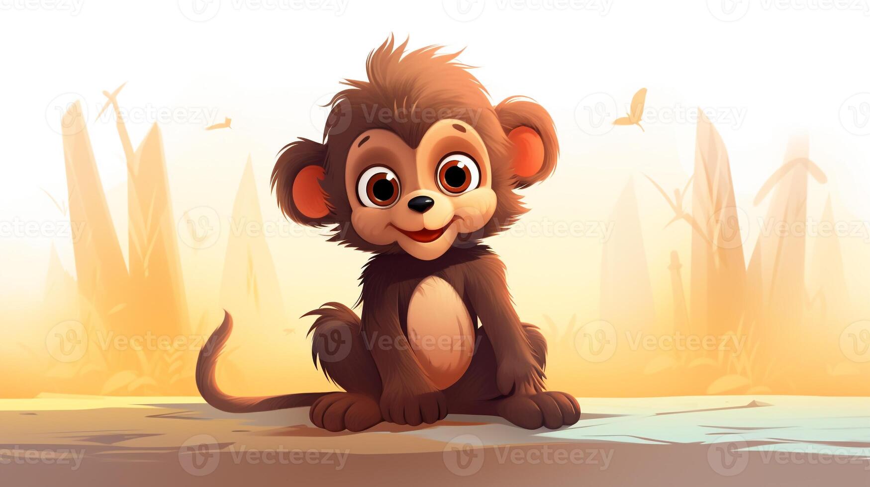 a cute little Baboon in vector style. Generative AI photo