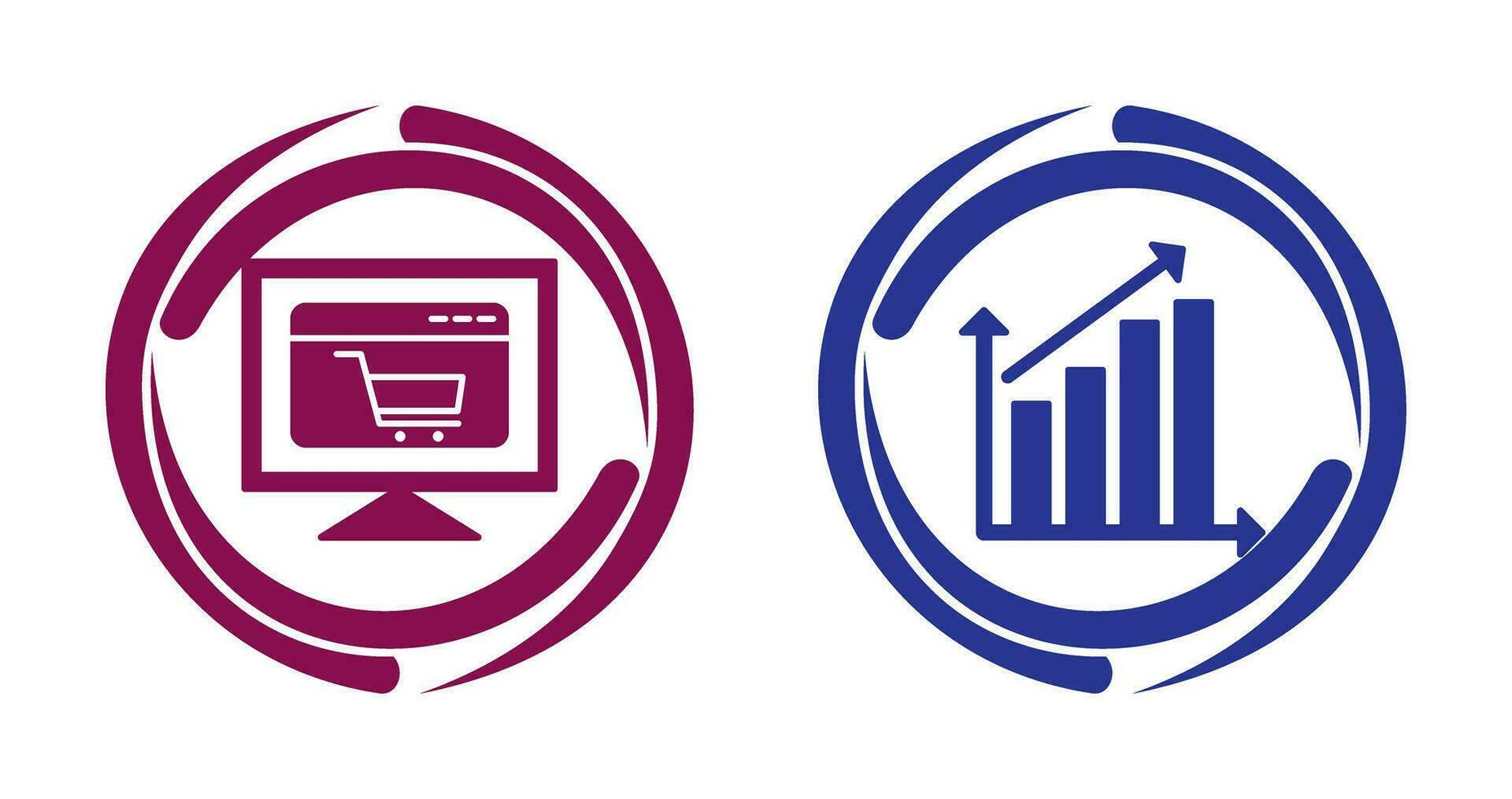 ecommerce website and rising statistics Icon vector