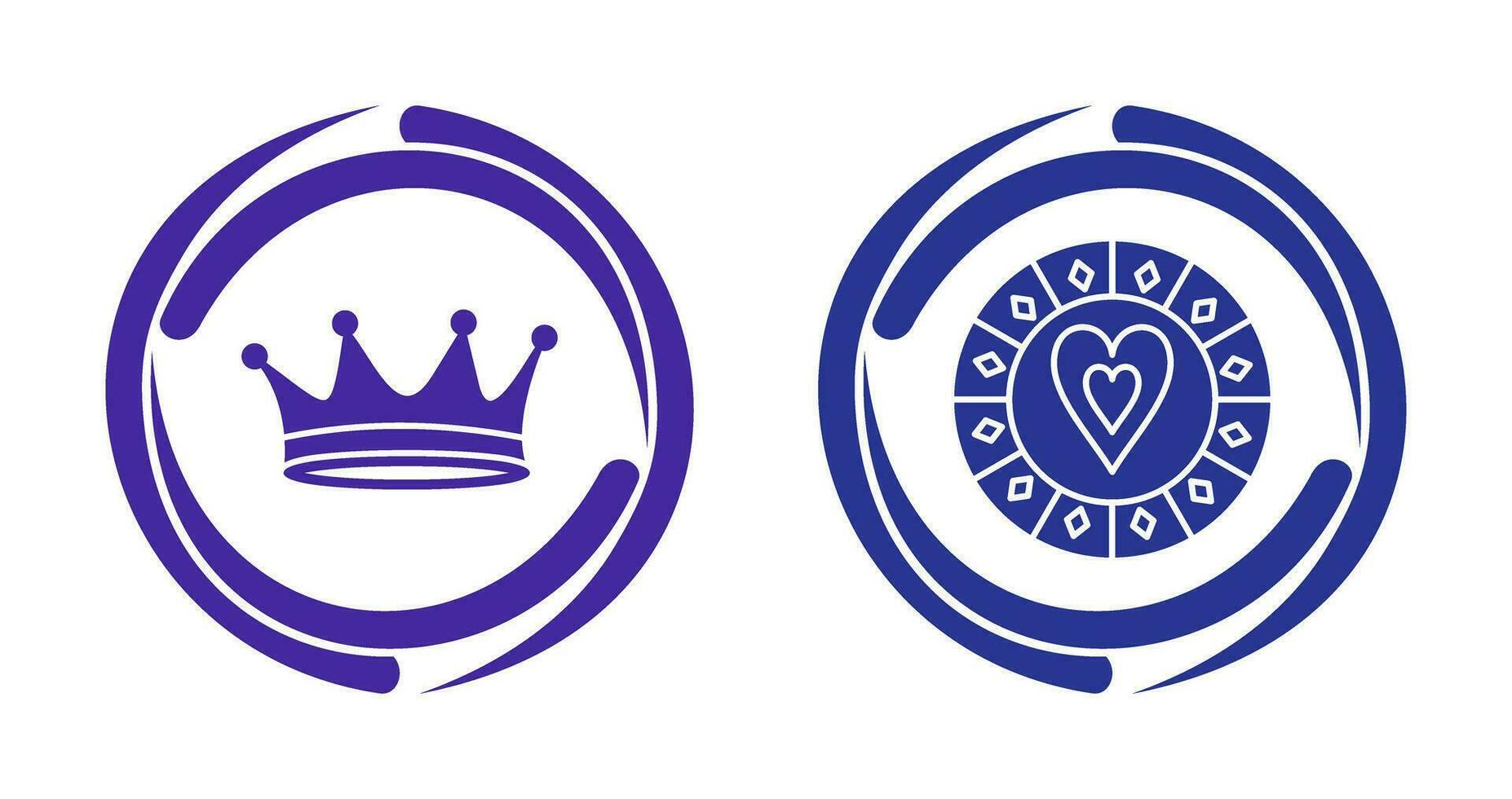 king crown and heart chip Icon vector