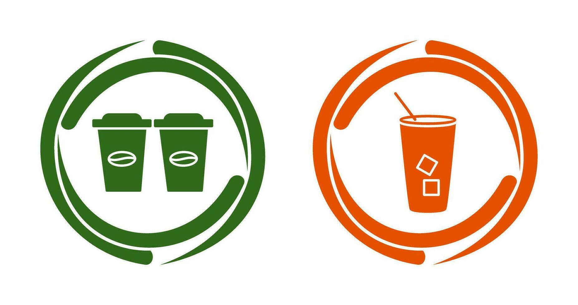 two coffees and Iced Coffee Icon vector