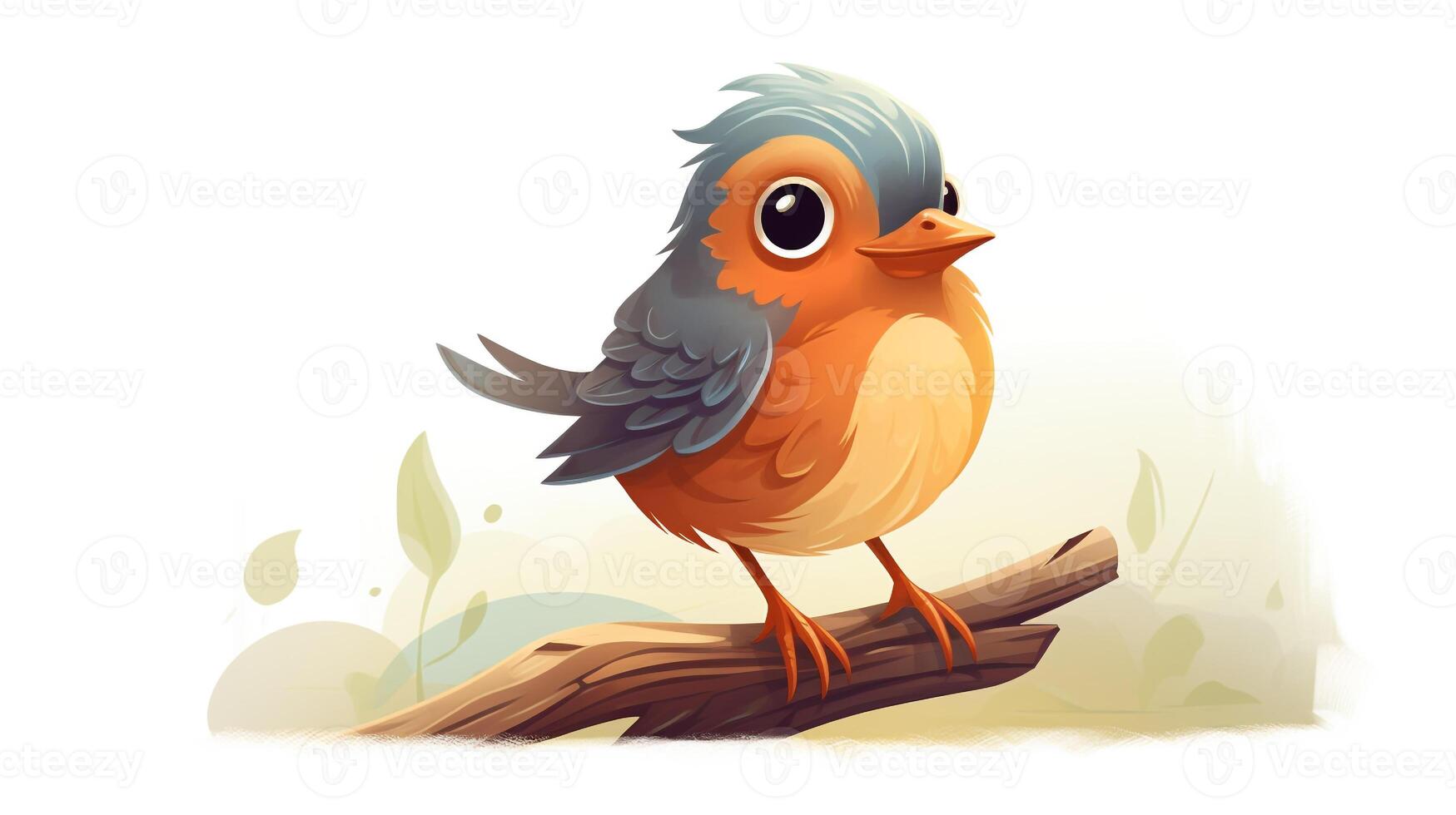 a cute little American Robin in vector style. Generative AI photo