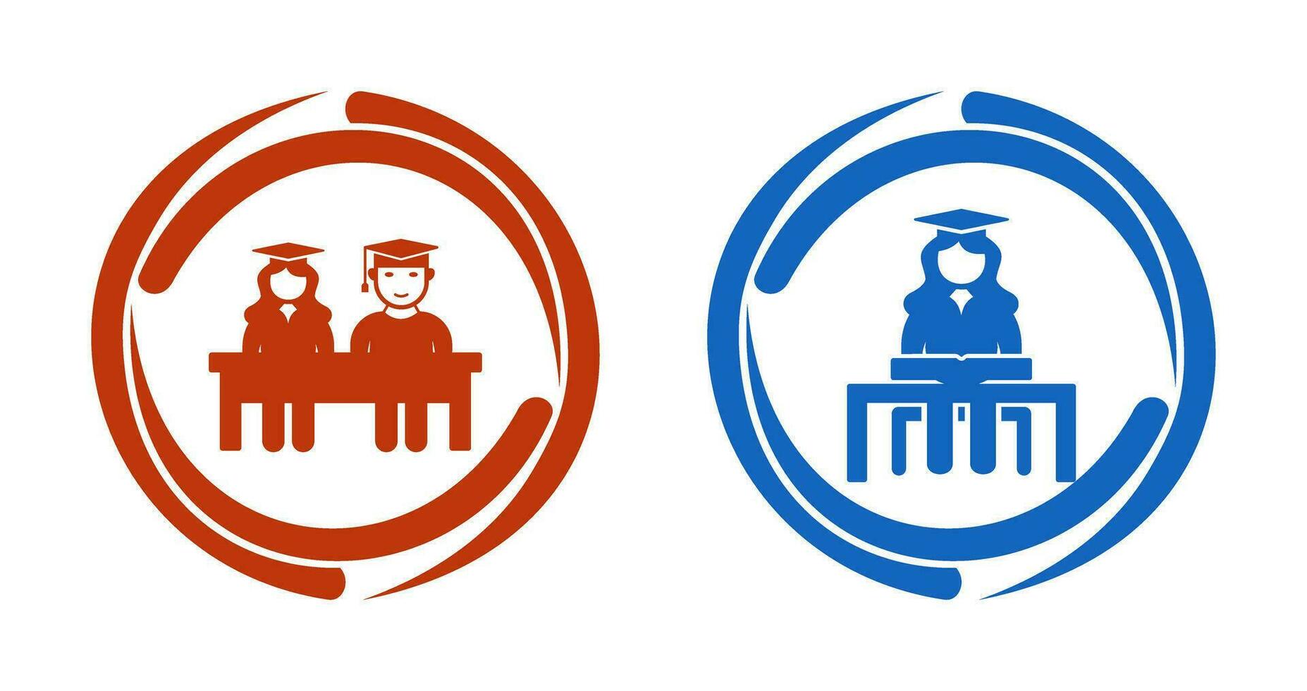 Students Sitting and Female Student Icon vector