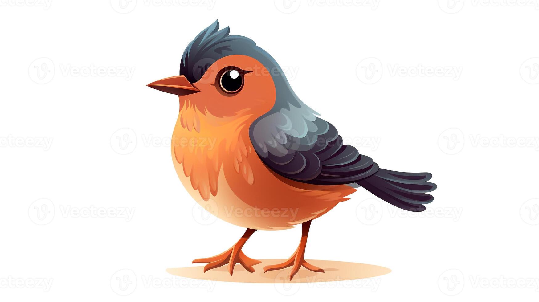 a cute little American Robin in vector style. Generative AI photo