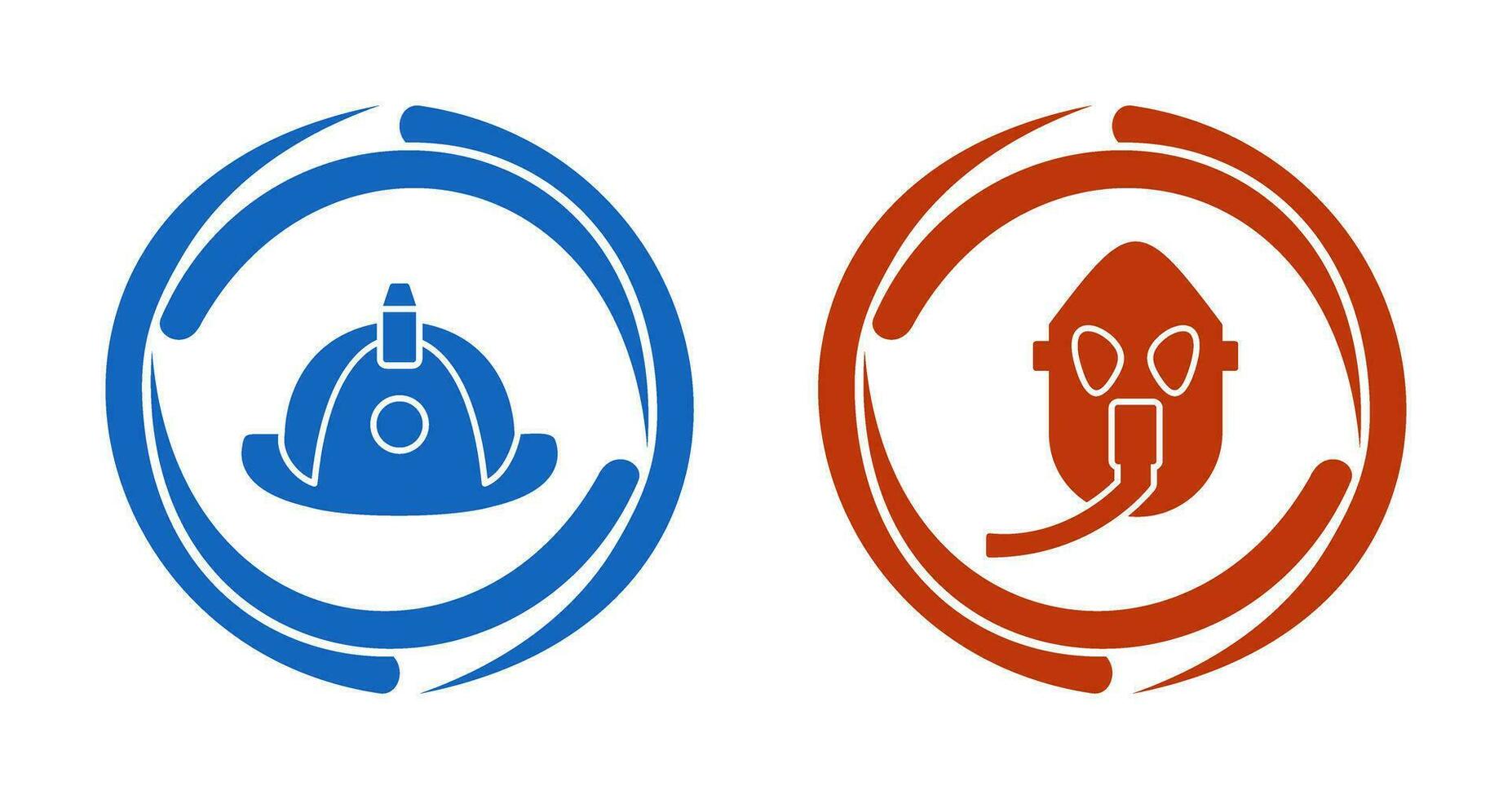 firefighter hat and Oxygen mask Icon vector
