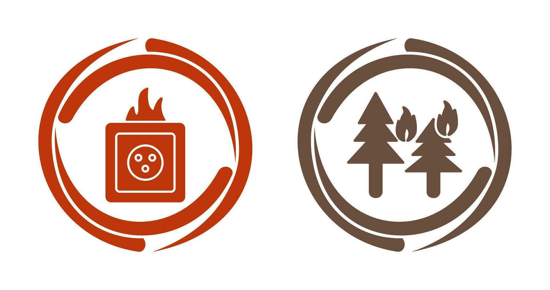 fire in forest and fire in socket Icon vector