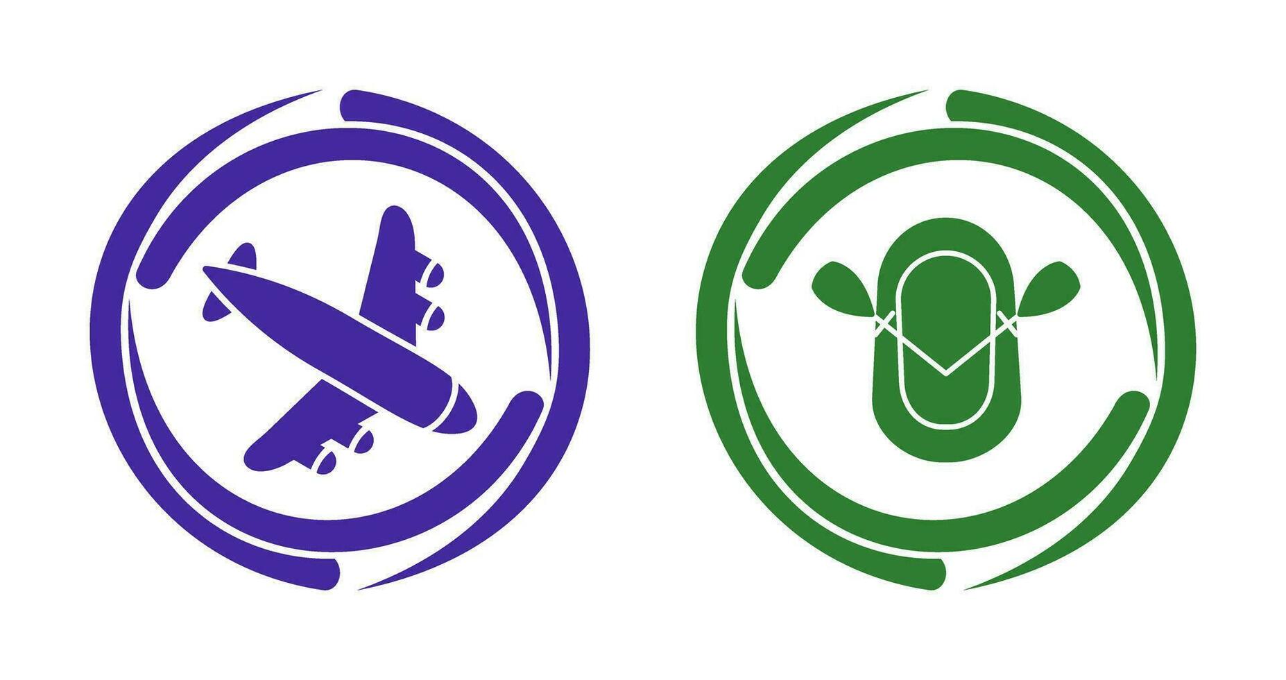 Landing Airplane and Dinghy Icon vector