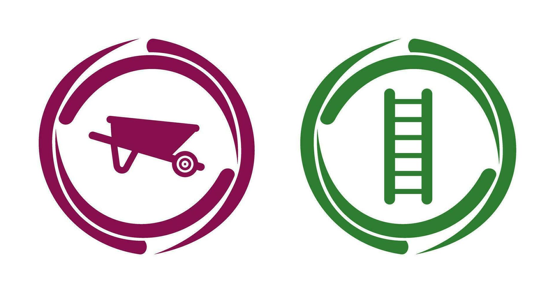 Wheelbarrow and ladder Icon vector