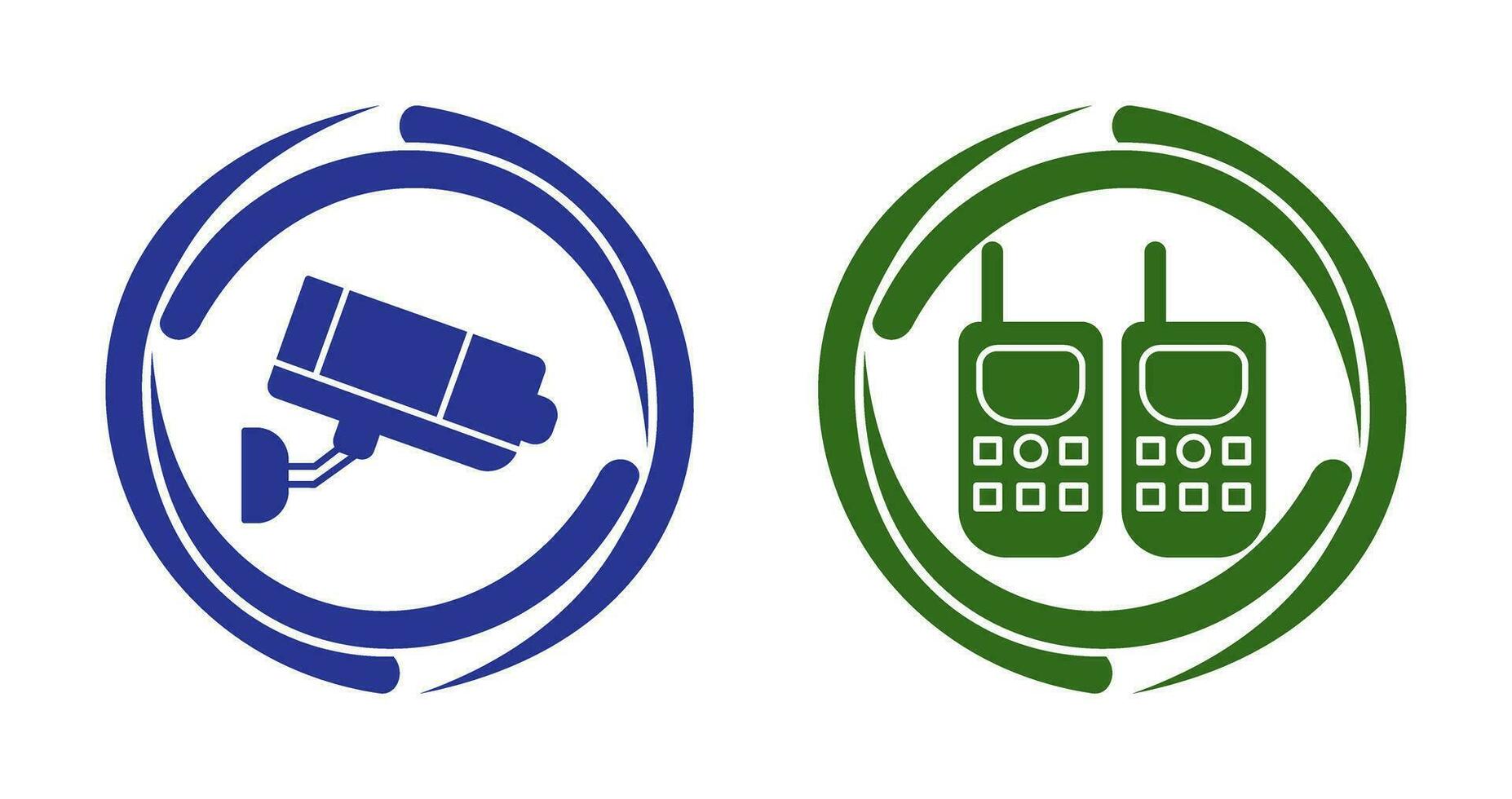 CCTV Camera and Walkie Talkie Icon vector