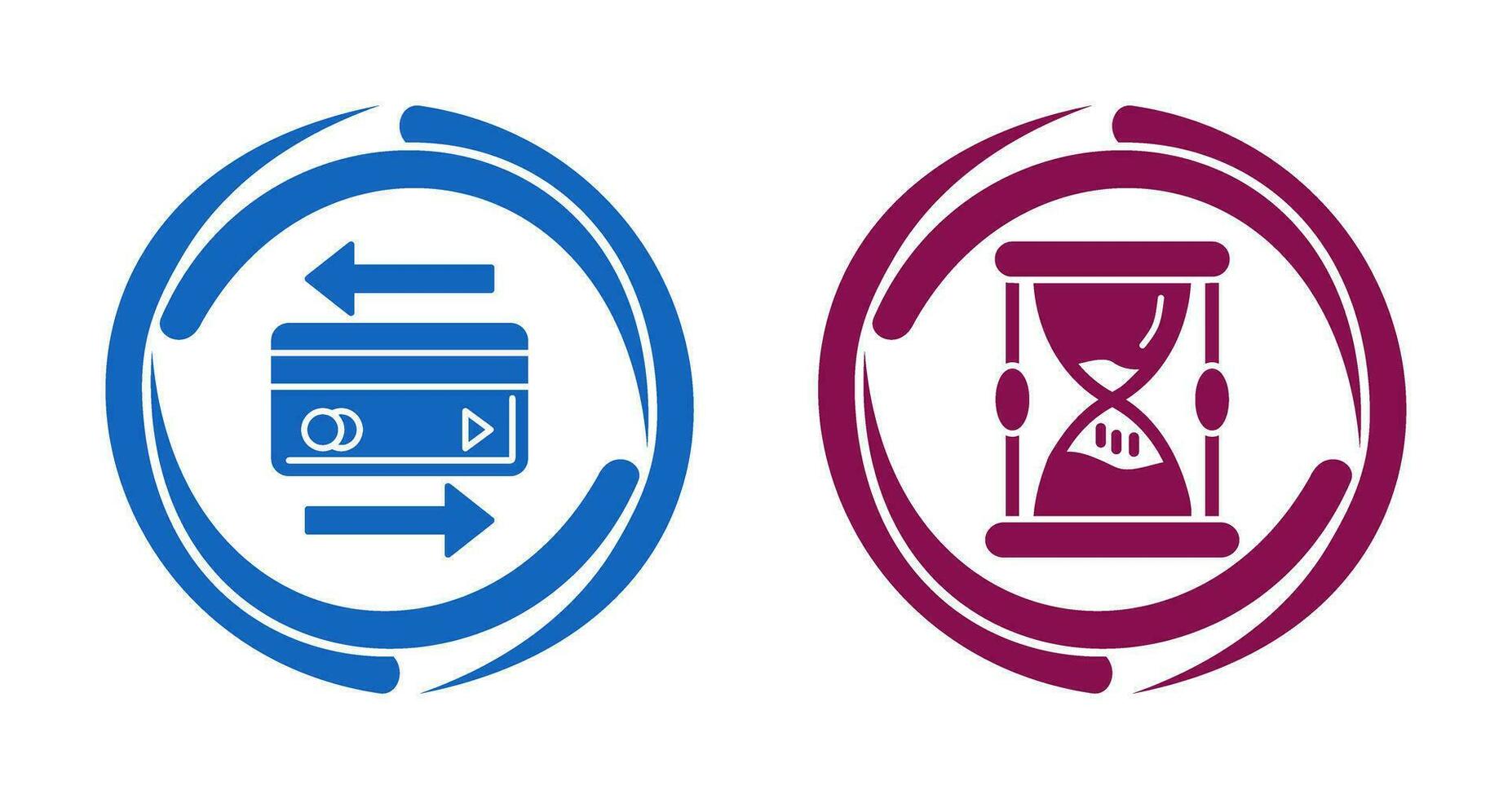 transacción y reloj de arena icono vector