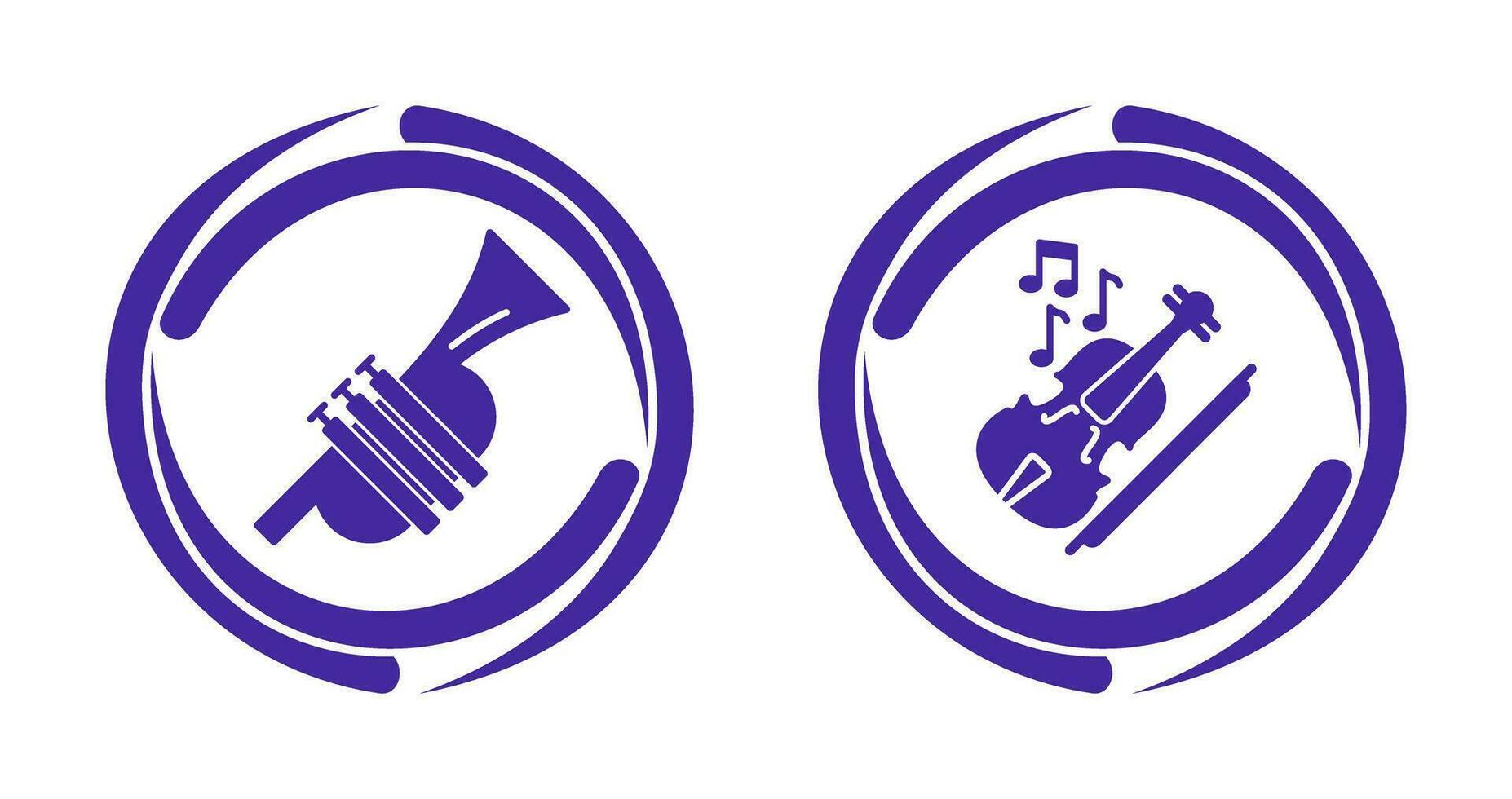 trompeta y violín icono vector