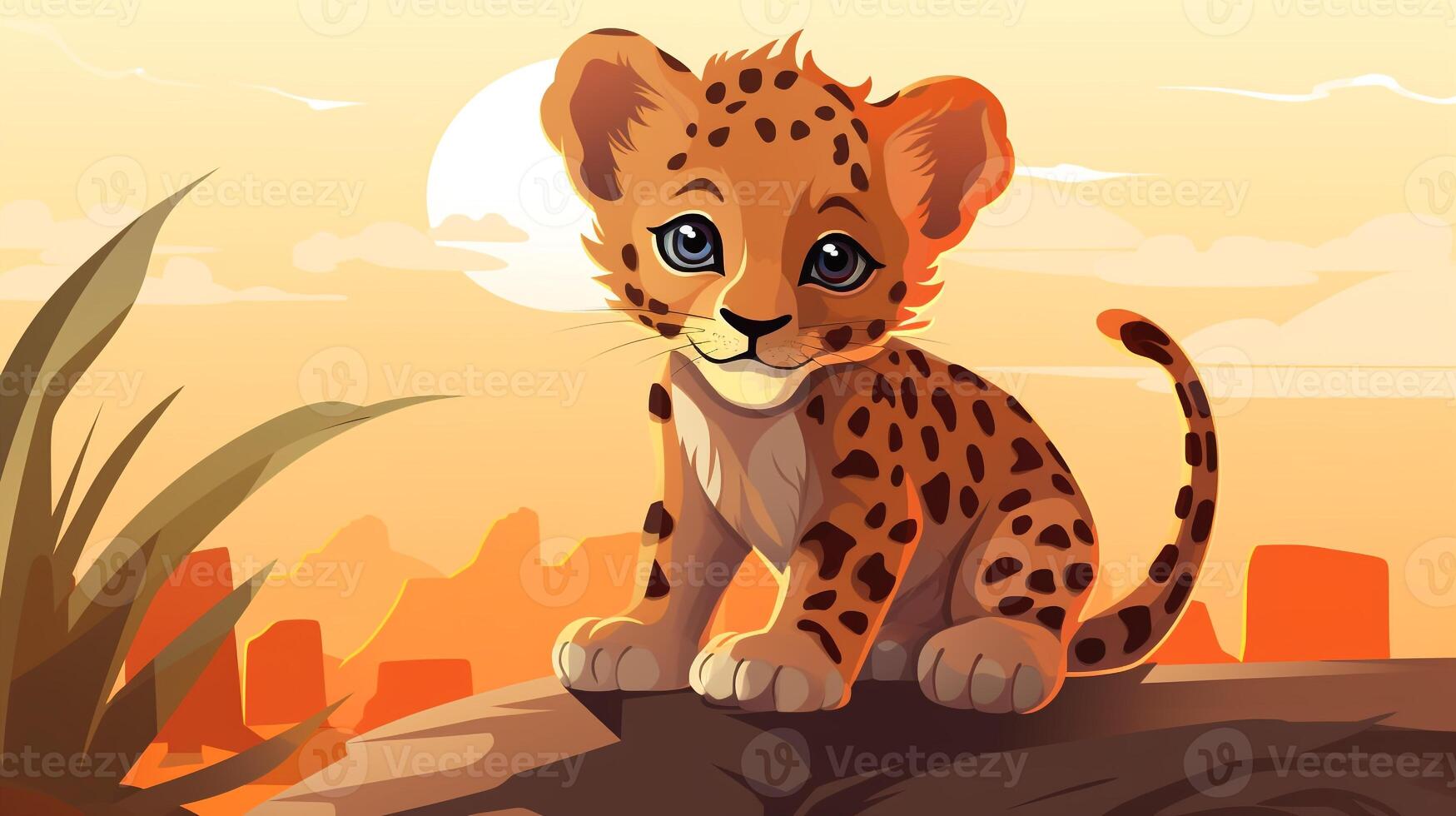 un linda pequeño africano leopardo en vector estilo. generativo ai foto