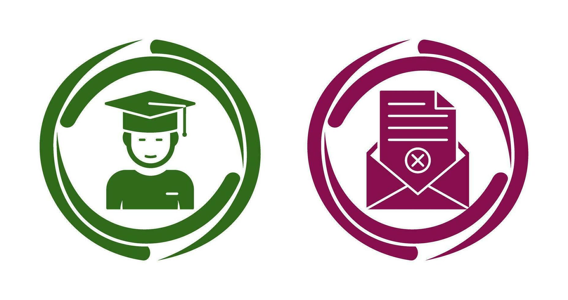 Graduate Student and Rejection Of A Letter Icon vector